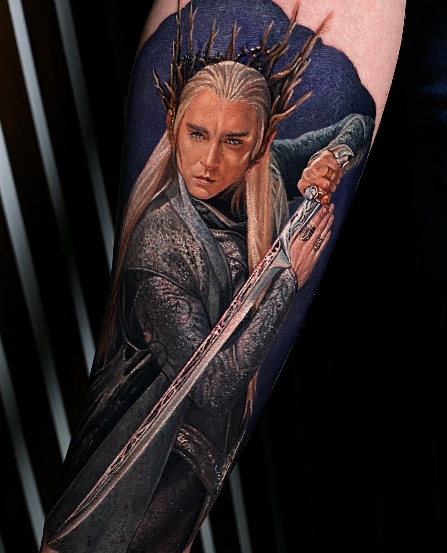 Elven warrior realism tattoo on the forearm by Naboka Anastasiia