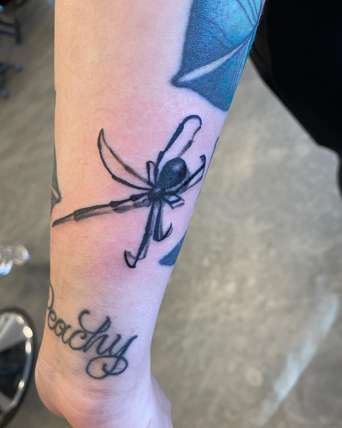 Tattoo by @queenieink — black_and_grey