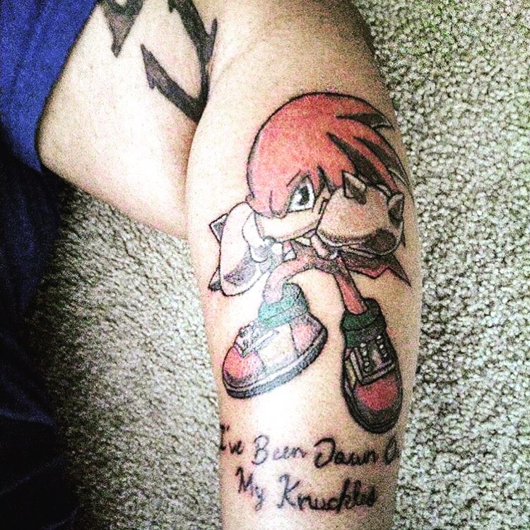 Sonic the hedgehog anime tattoo on the forearm by Danimals
