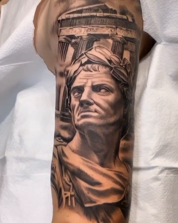 Bust of a Roman emperor realism tattoo by BJ
