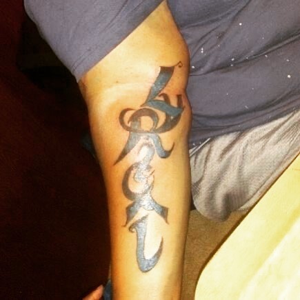 Script lettering lettering script tattoo on the forearm by Danimals