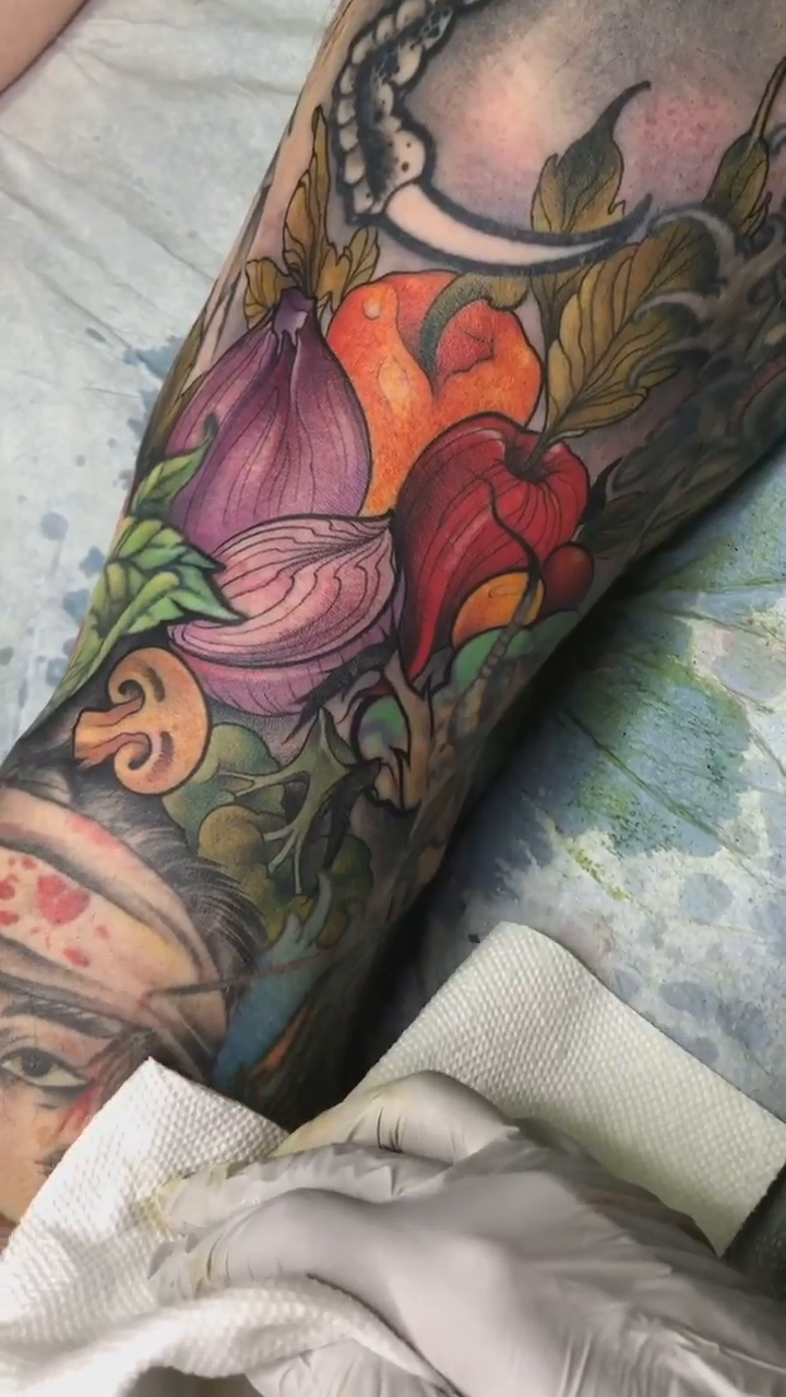 Dragon and warrior with floral elements japanese irezumi tattoo by ceci✨, Edinburg, Texas