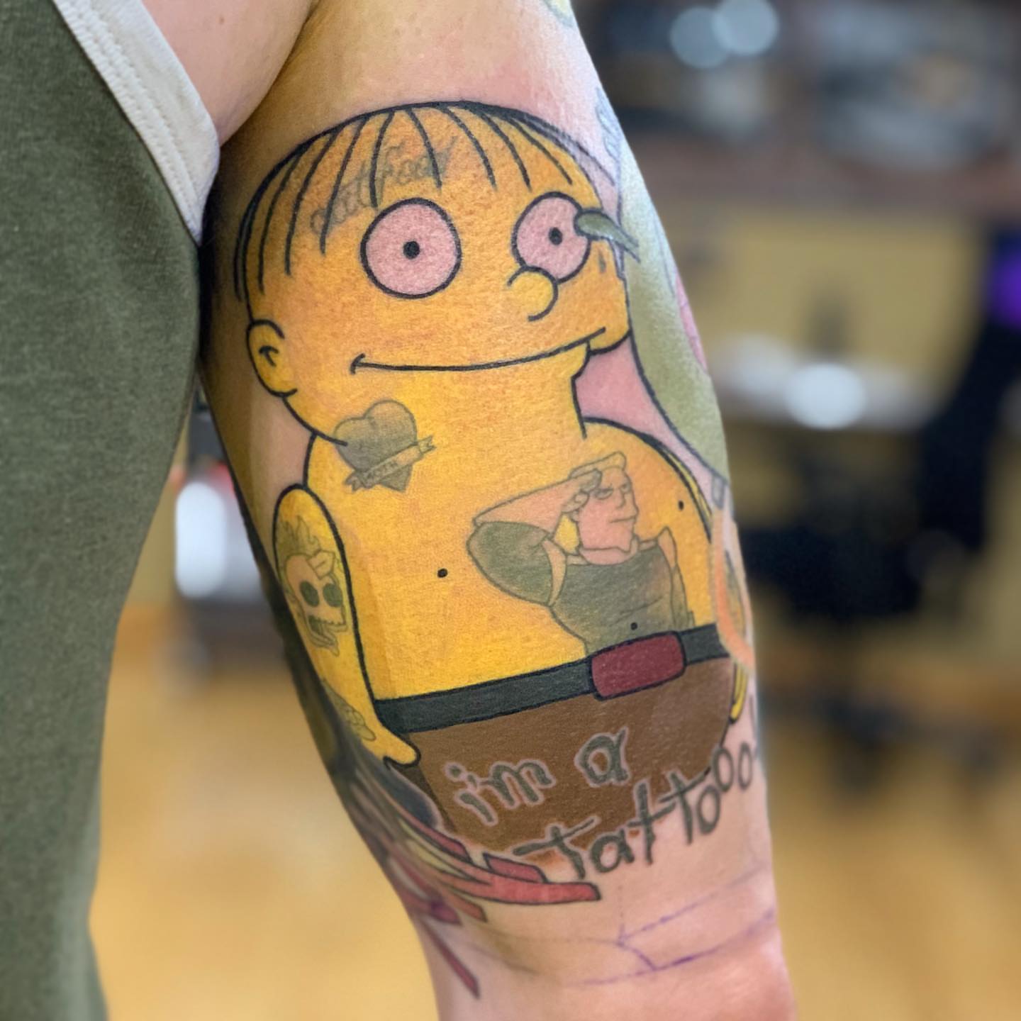 Rick and morty dotwork tattoo on the forearm by Ben Viamontes