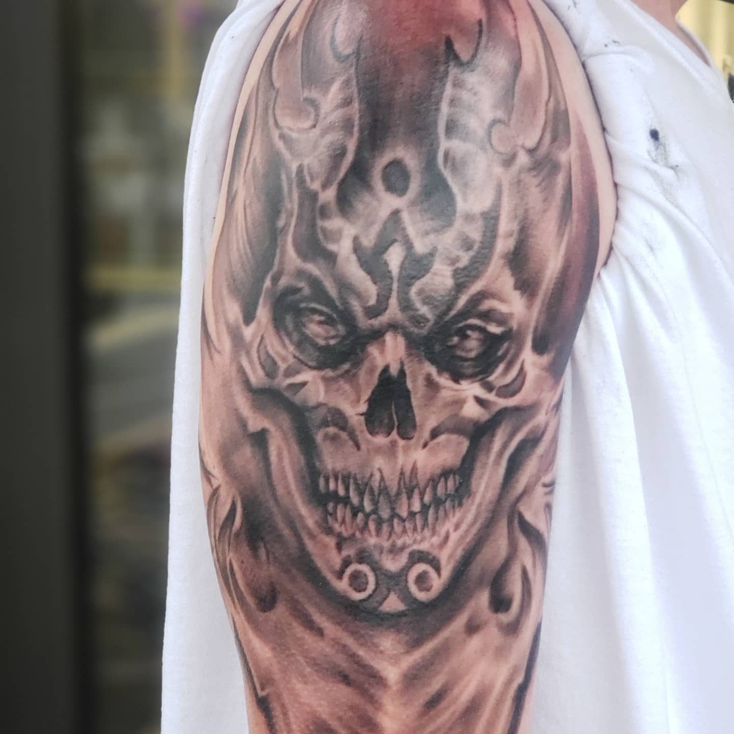 Tattoo by @oh_my_goad — realism, black_and_grey