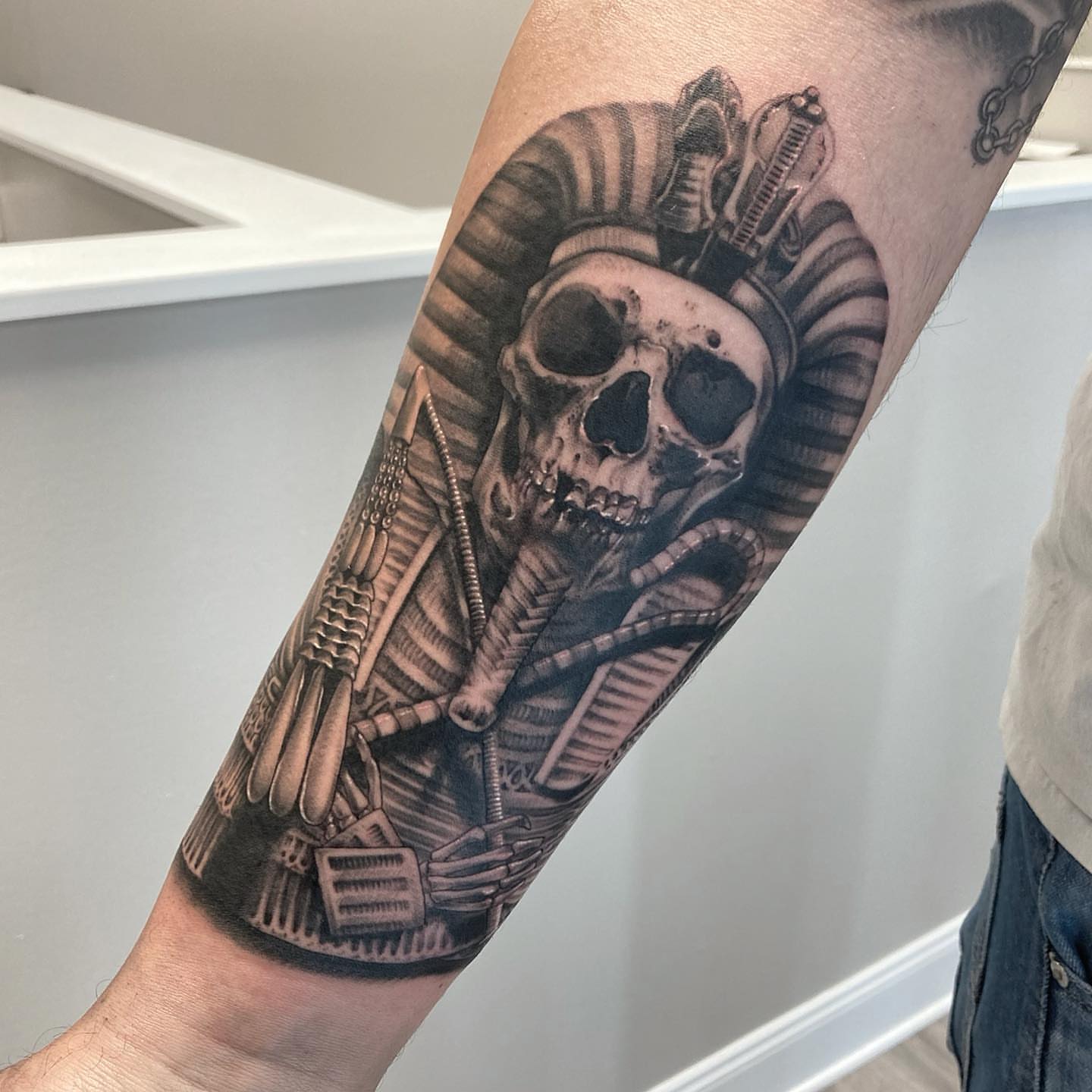 Tattoo by @emlectric_ — black_and_grey, realism