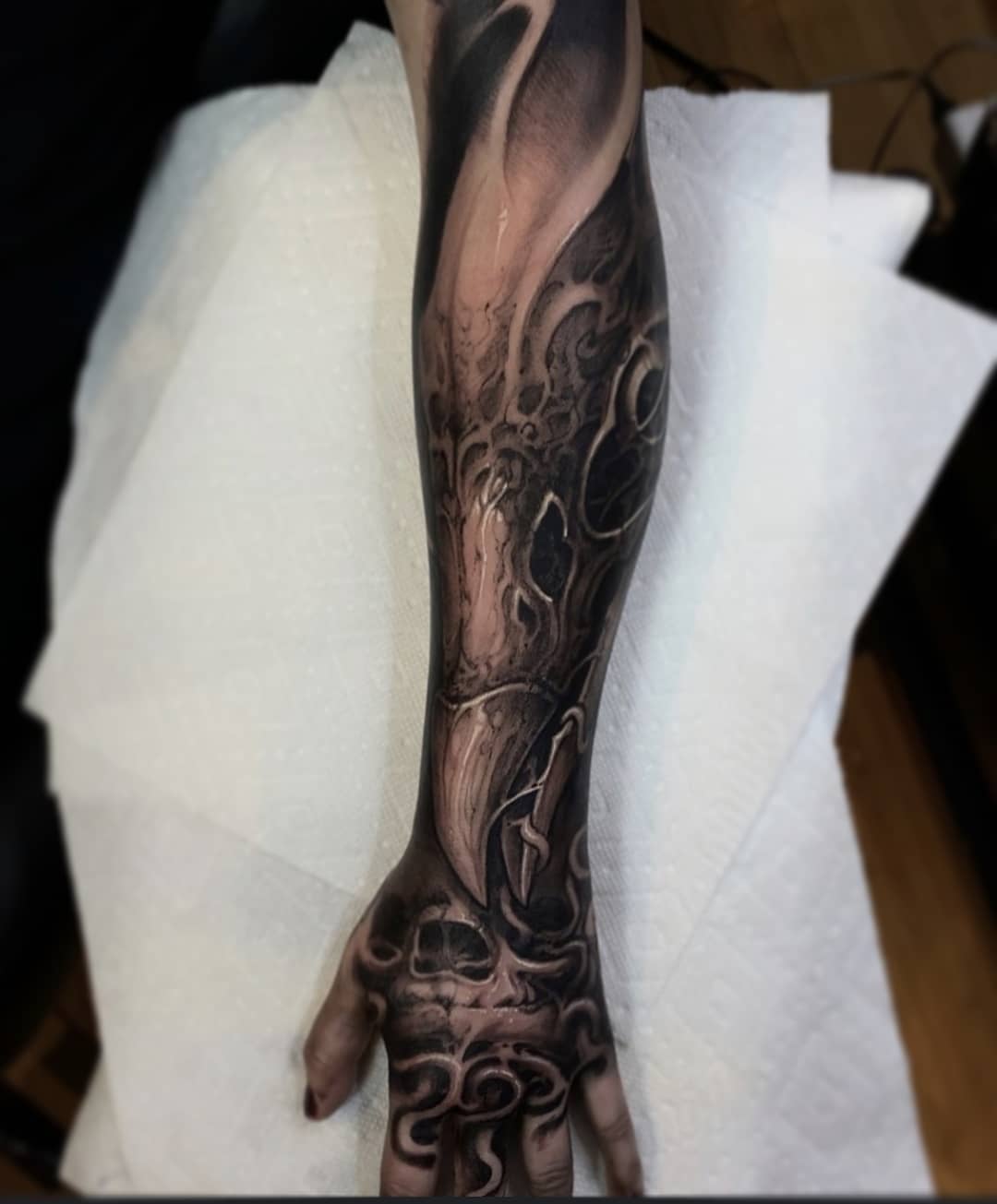 Tattoo by @allituttle — dark_realism, black_and_grey