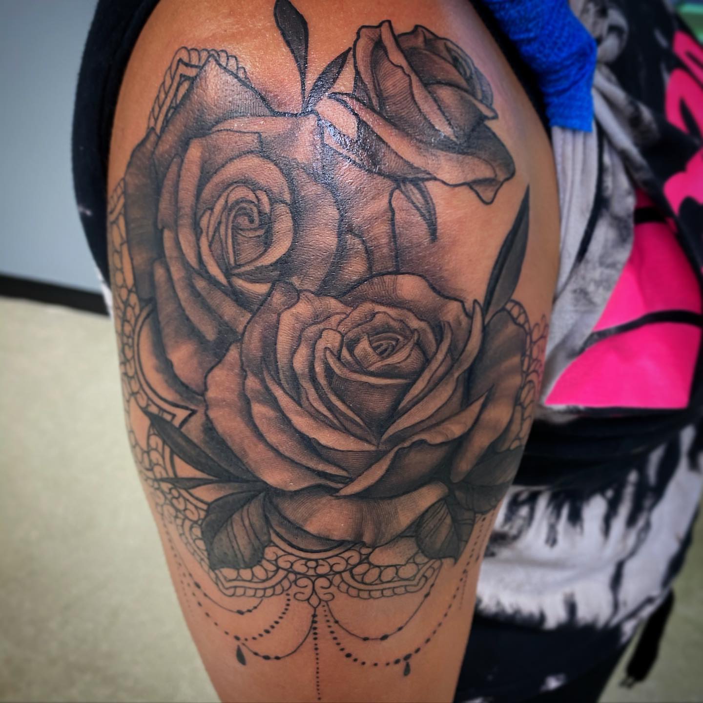 Tattoo by @karrissastitttattoos — black_and_grey, realism