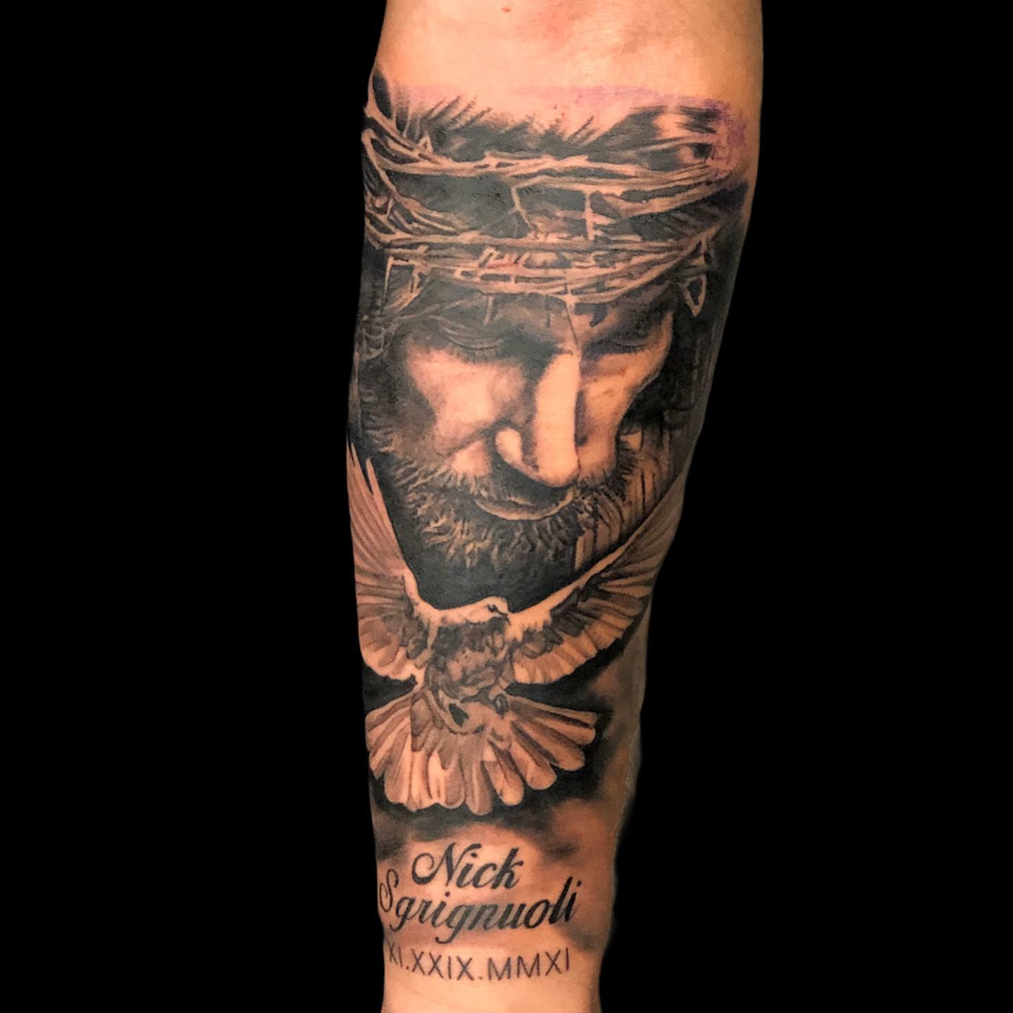 Tattoo by @mannyfacestattoo — realism, black_and_grey