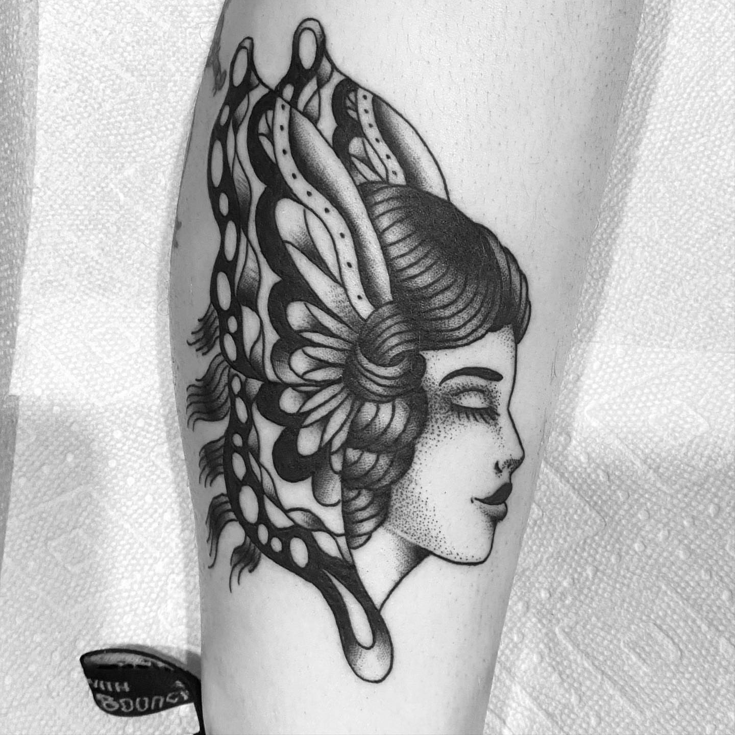 Tattoo by @blackworkboston — dotwork, black_and_grey