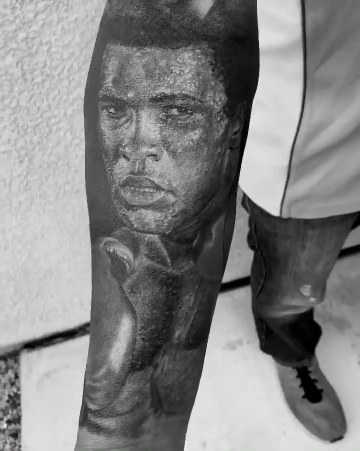 Muhammad Ali realism tattoo by Carlos Macedo Tattoo