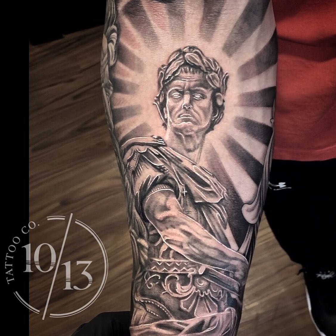 Roman emperor realism tattoo on the forearm by Elijah Forster - Nashville Tattoo Artist