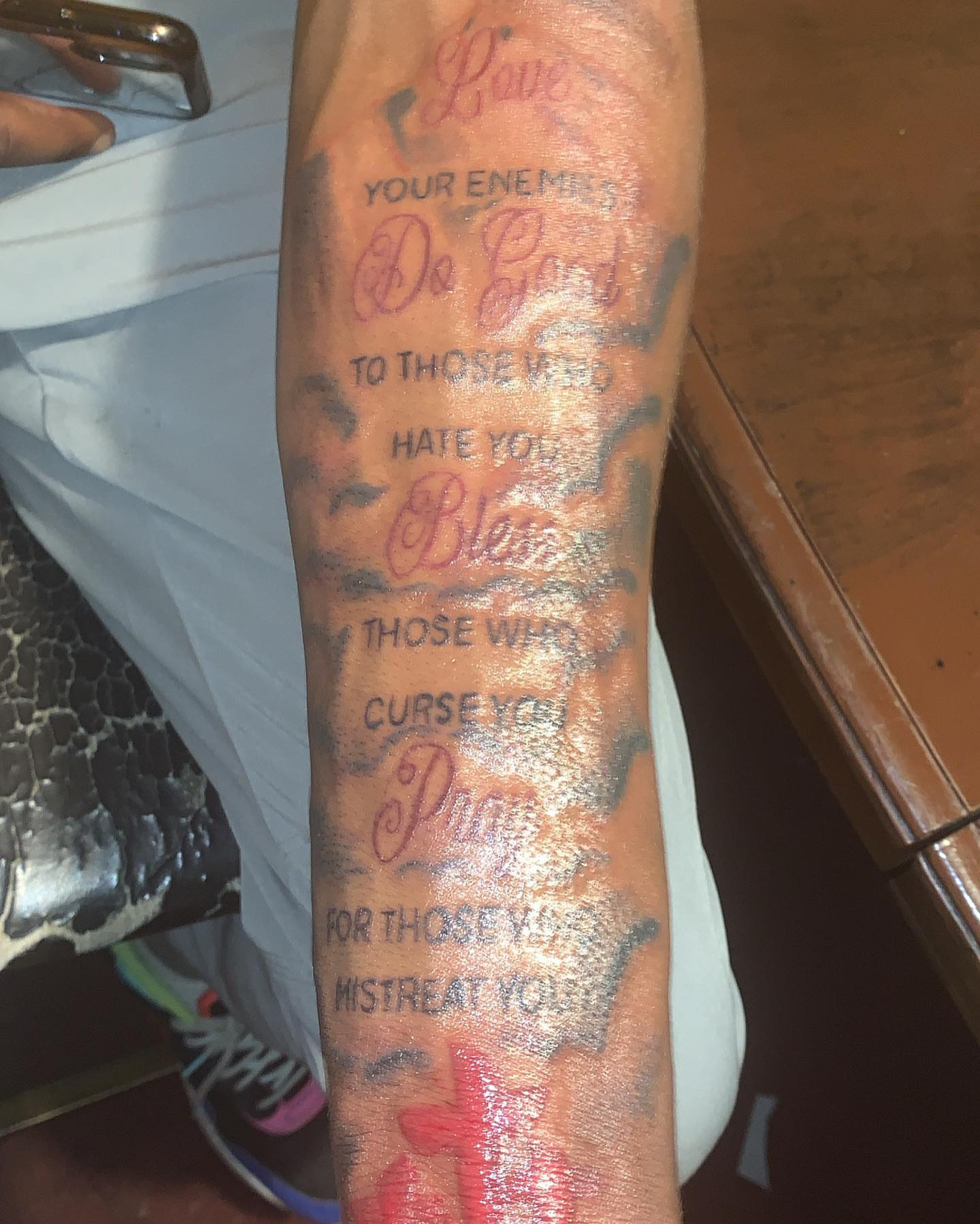Script lettering lettering script tattoo on the forearm by groovyyinkss