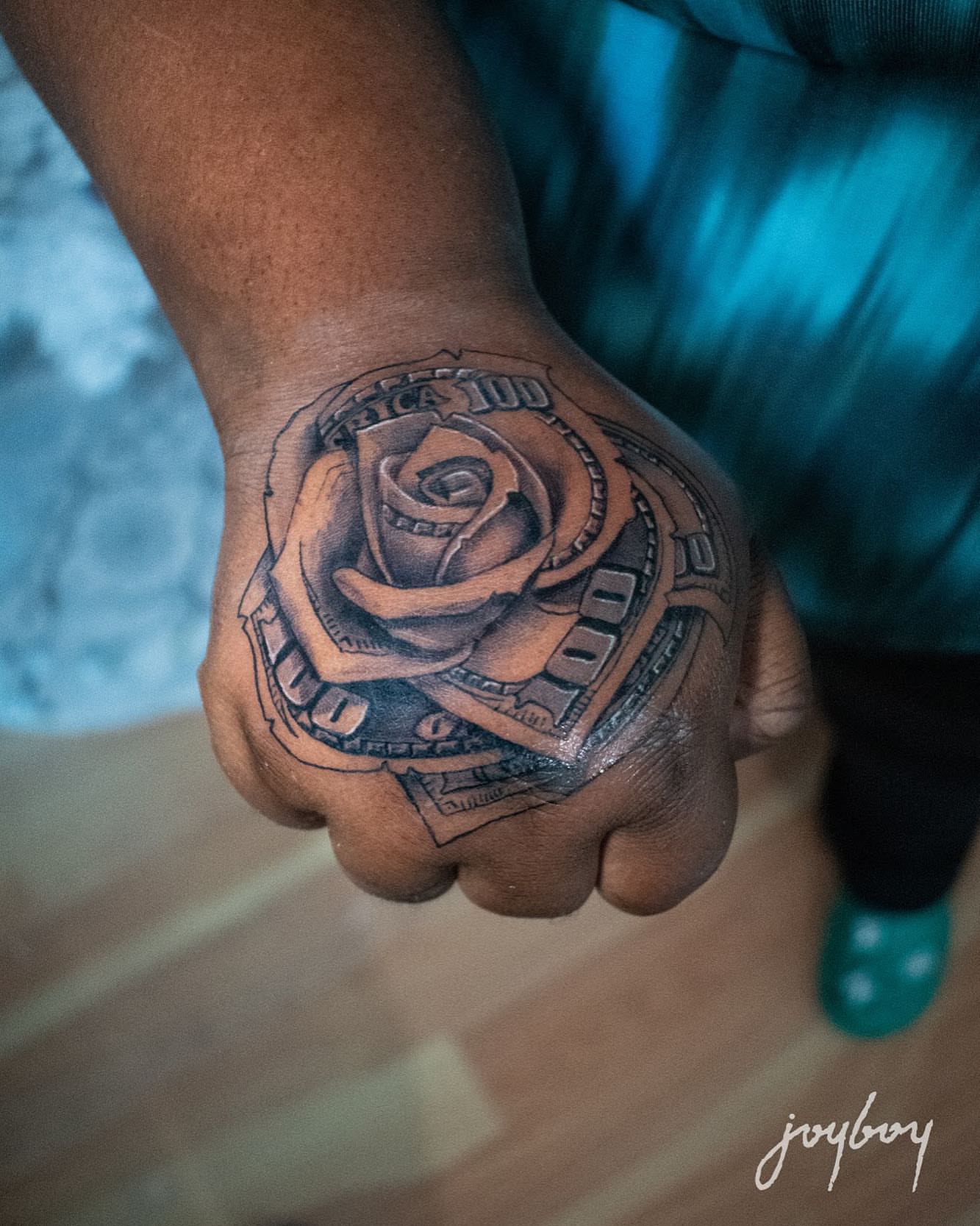 Rose realism tattoo on the hand by Joel: Boston Tattoo Artist, Boston, Massachusetts