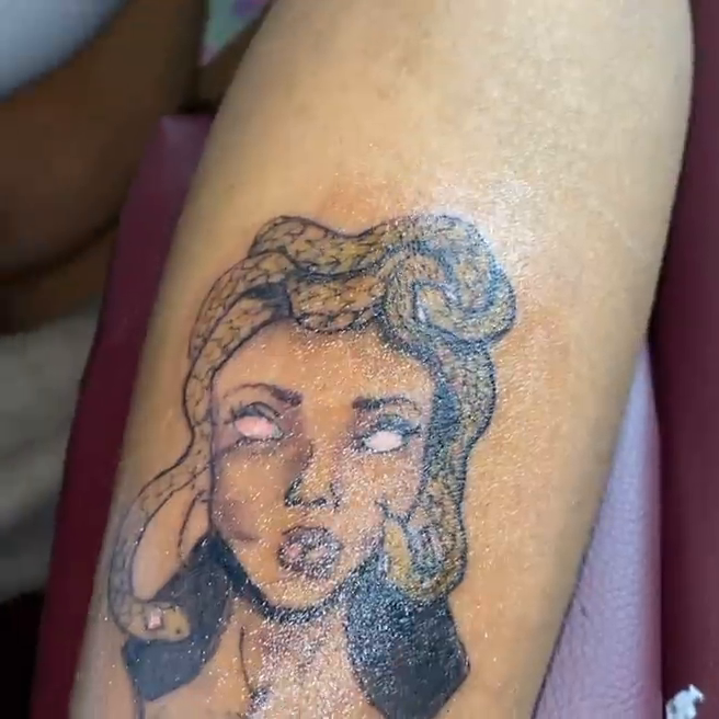 Medusa realism tattoo by Daniel Monyongo