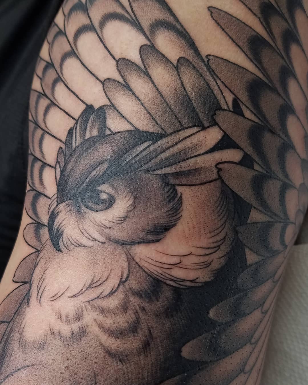 Parrot black and grey tattoo on the forearm by @jaclyngreb