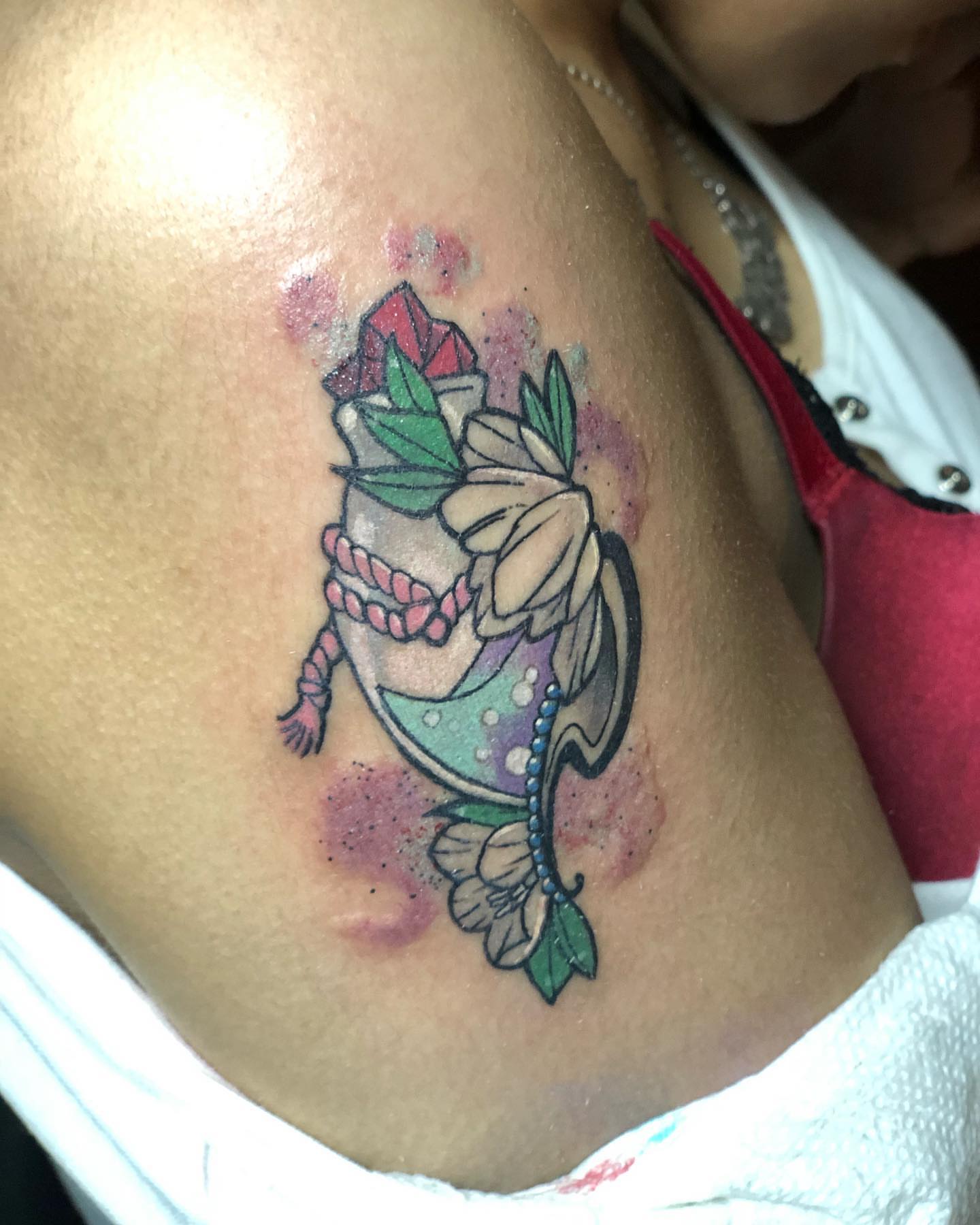 Flower bouquet new school tattoo by Dre Inks