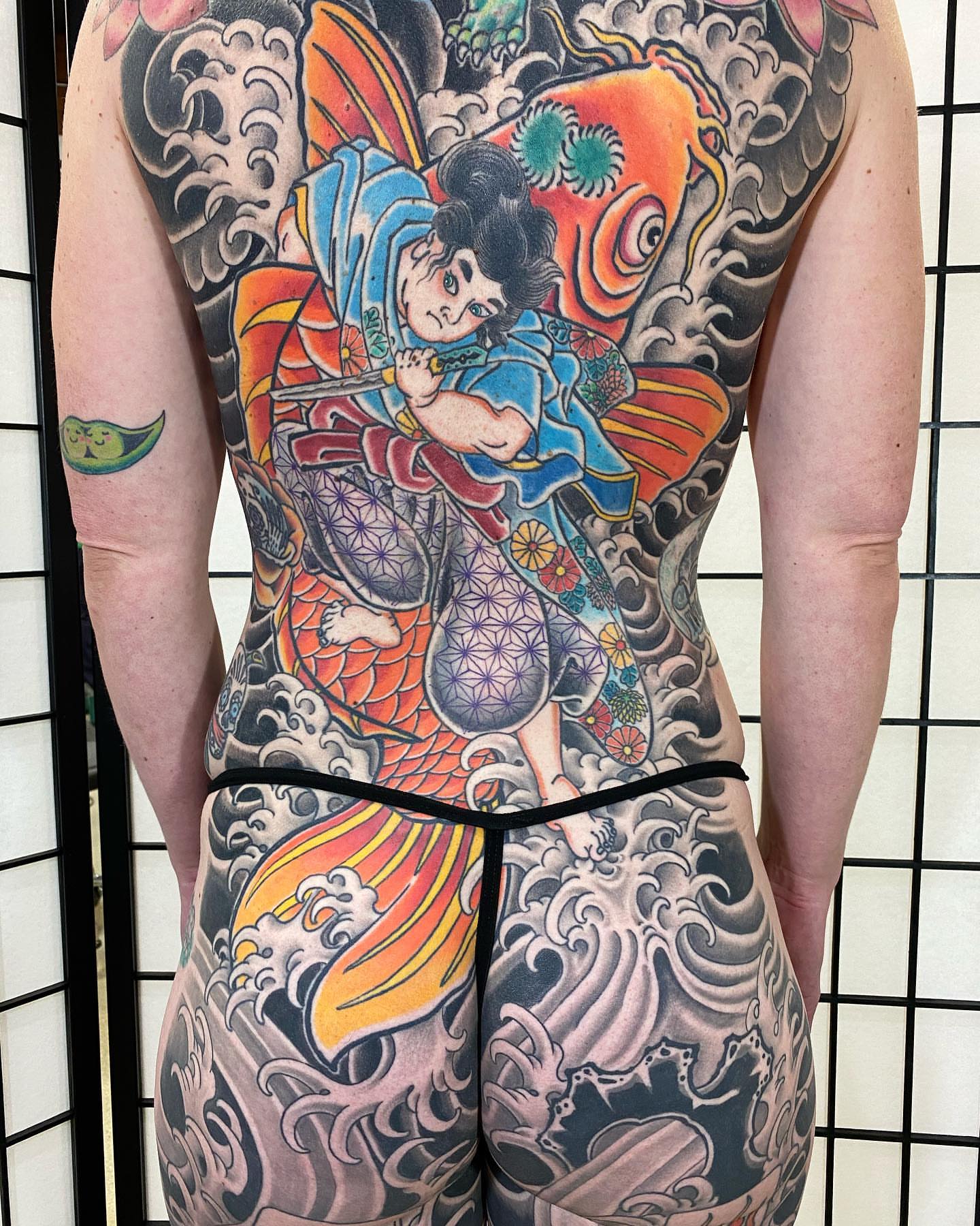 Tattoo by @beauxbrady — japanese_irezumi, dotwork