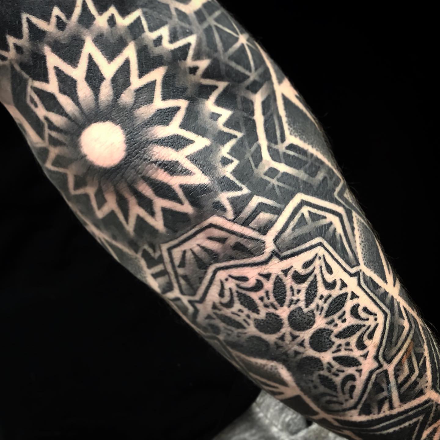 Geometric pattern geometric tattoo on the forearm by Steven Campbell, Kansas City, Missouri