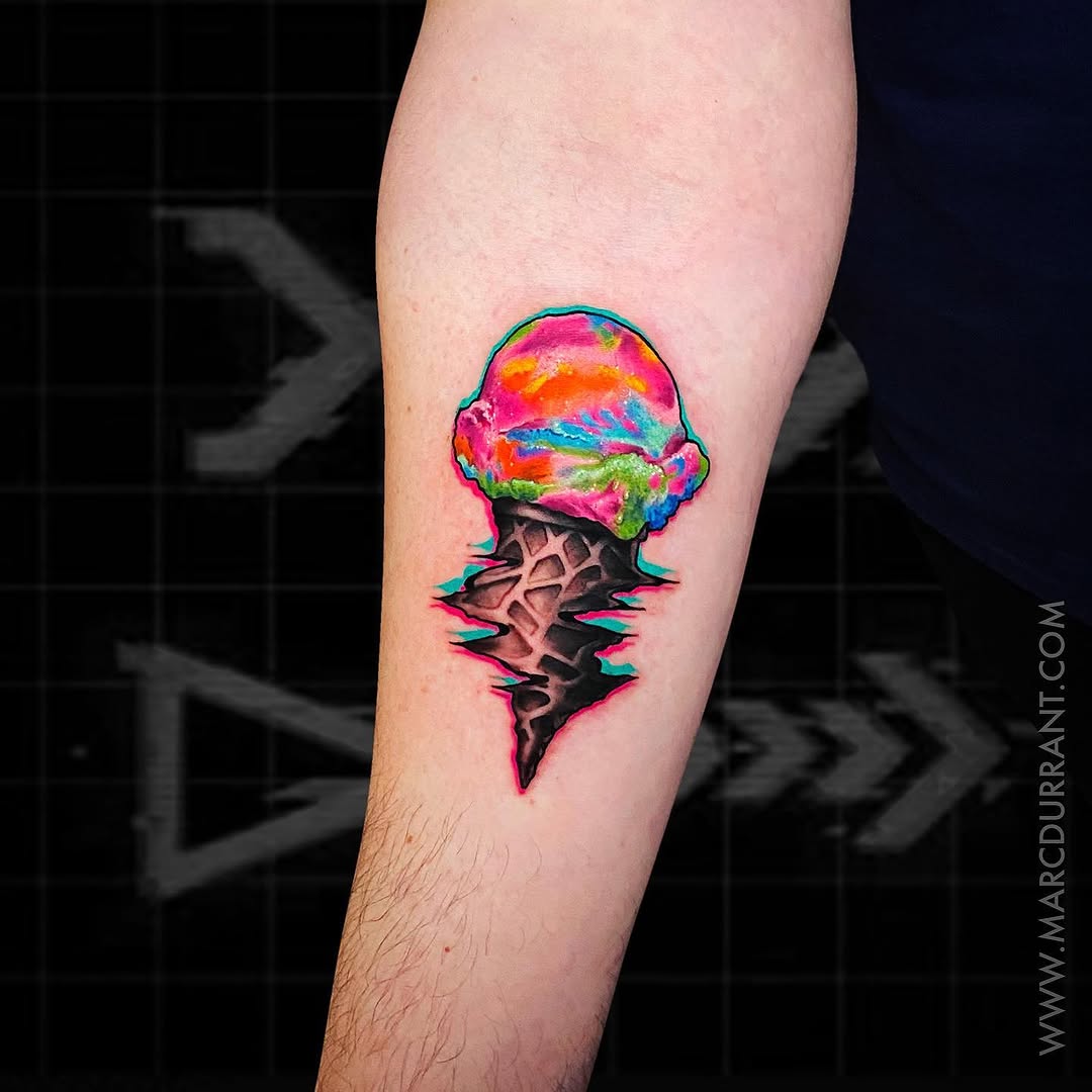 Tattoo by @marcdurrant — new_school, trash_polka
