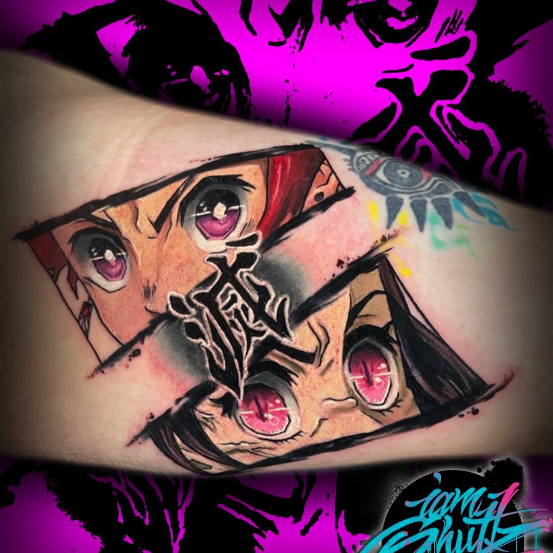 Anime characters anime tattoo on the forearm by Mike Shultz
