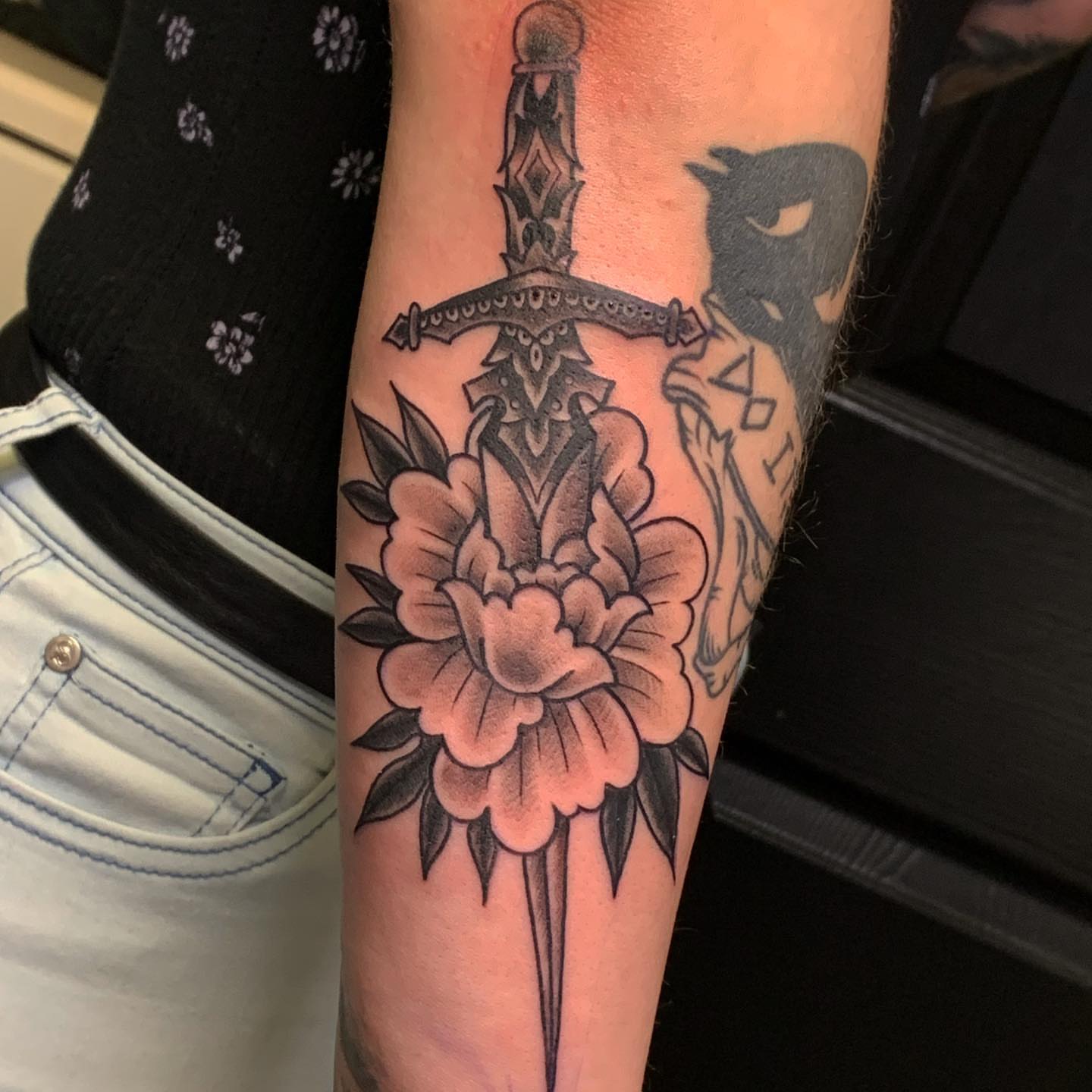 Tattoo by @downtowndb13 — american_traditional, black_and_grey