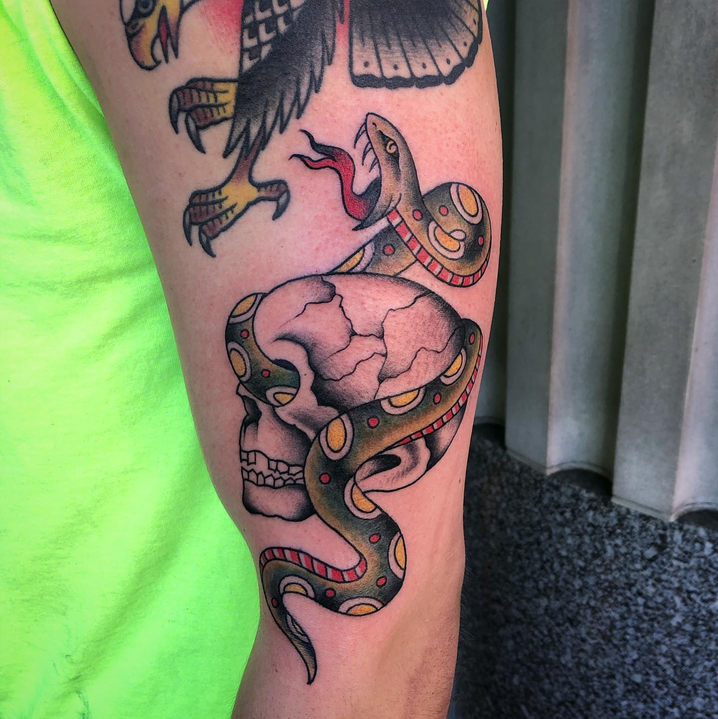 Tattoo by @paultrimbletattoo — american_traditional, trash_polka