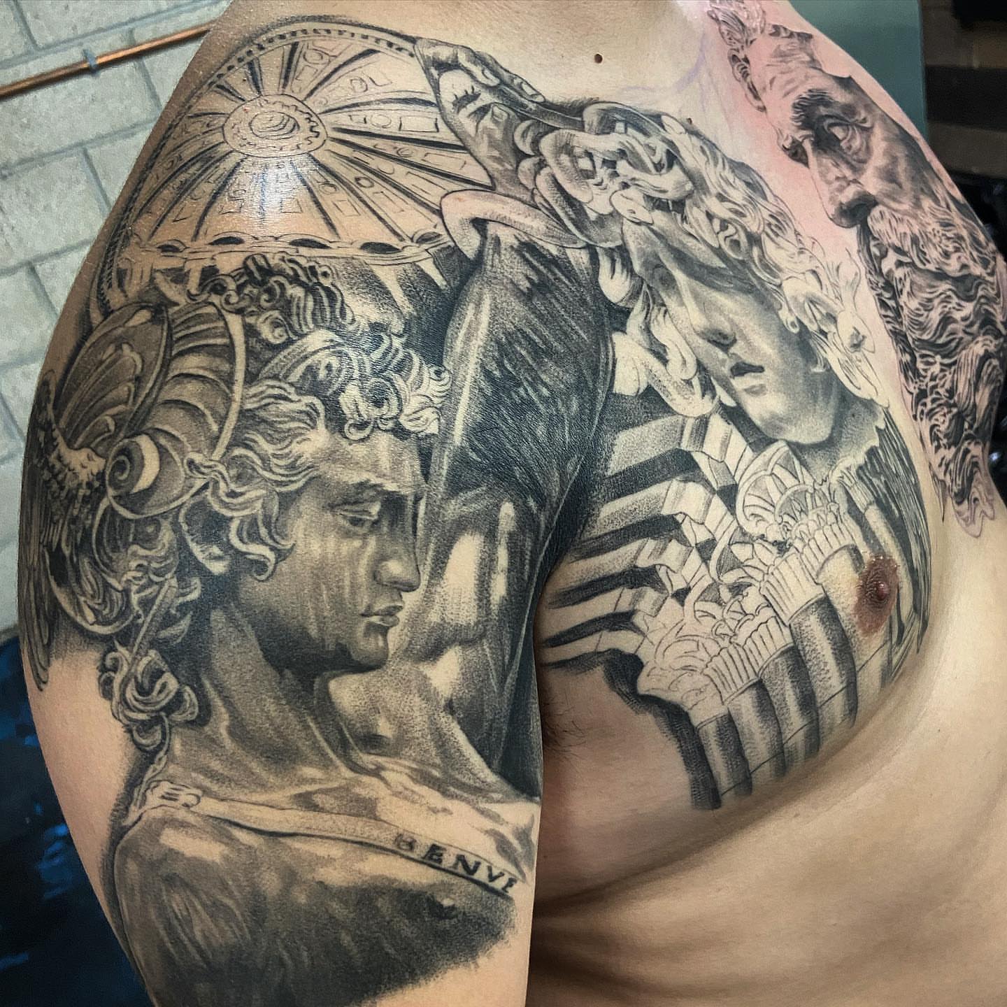 Medusa realism tattoo on the chest by Creeper tattoo