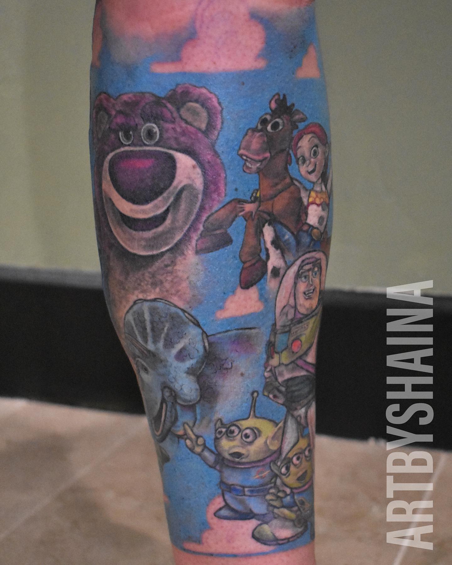 Toy Story characters realism tattoo on the forearm by ππ·π°πΈπ½π°