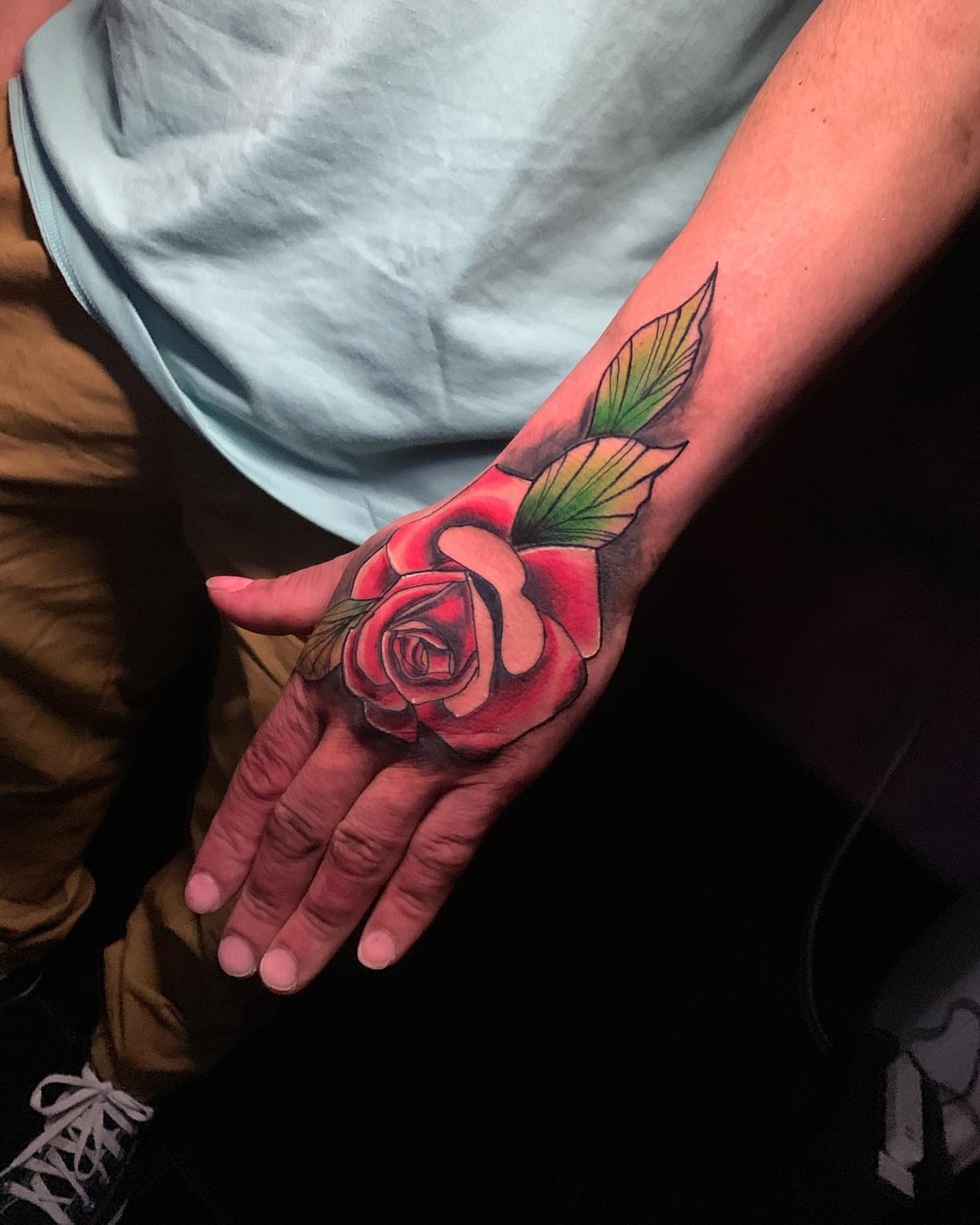 Rose realism tattoo on the hand by Edward A. Boesch