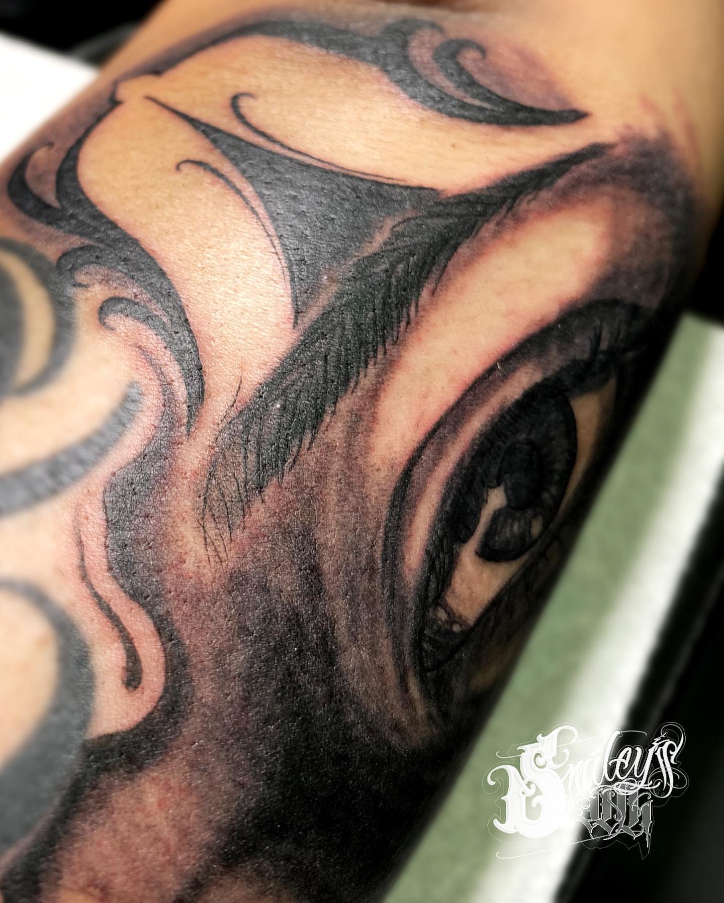 Tattoo by @smileys_ink — black_and_grey, realism