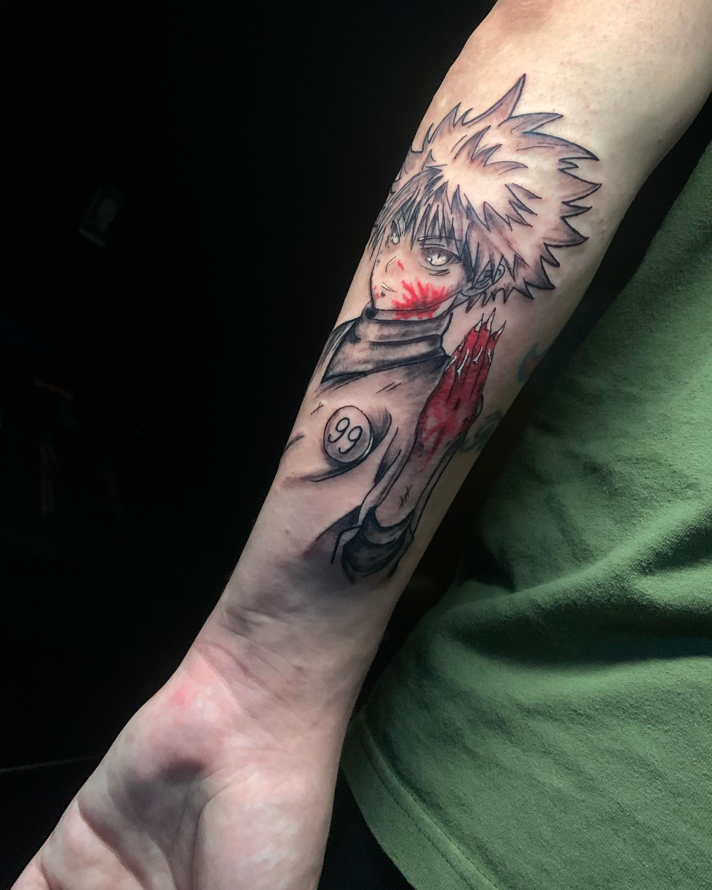Anime character anime tattoo on the forearm by Edward A. Boesch