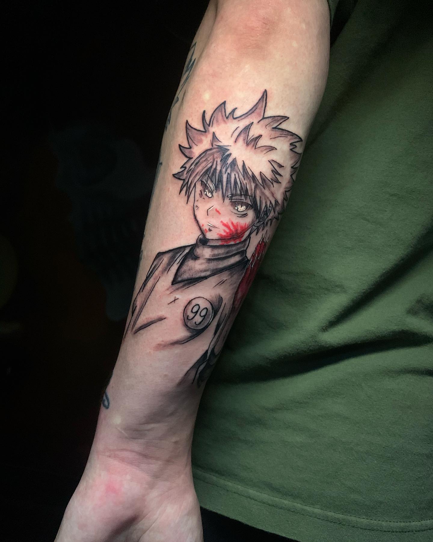Anime character anime tattoo on the forearm by Edward A. Boesch