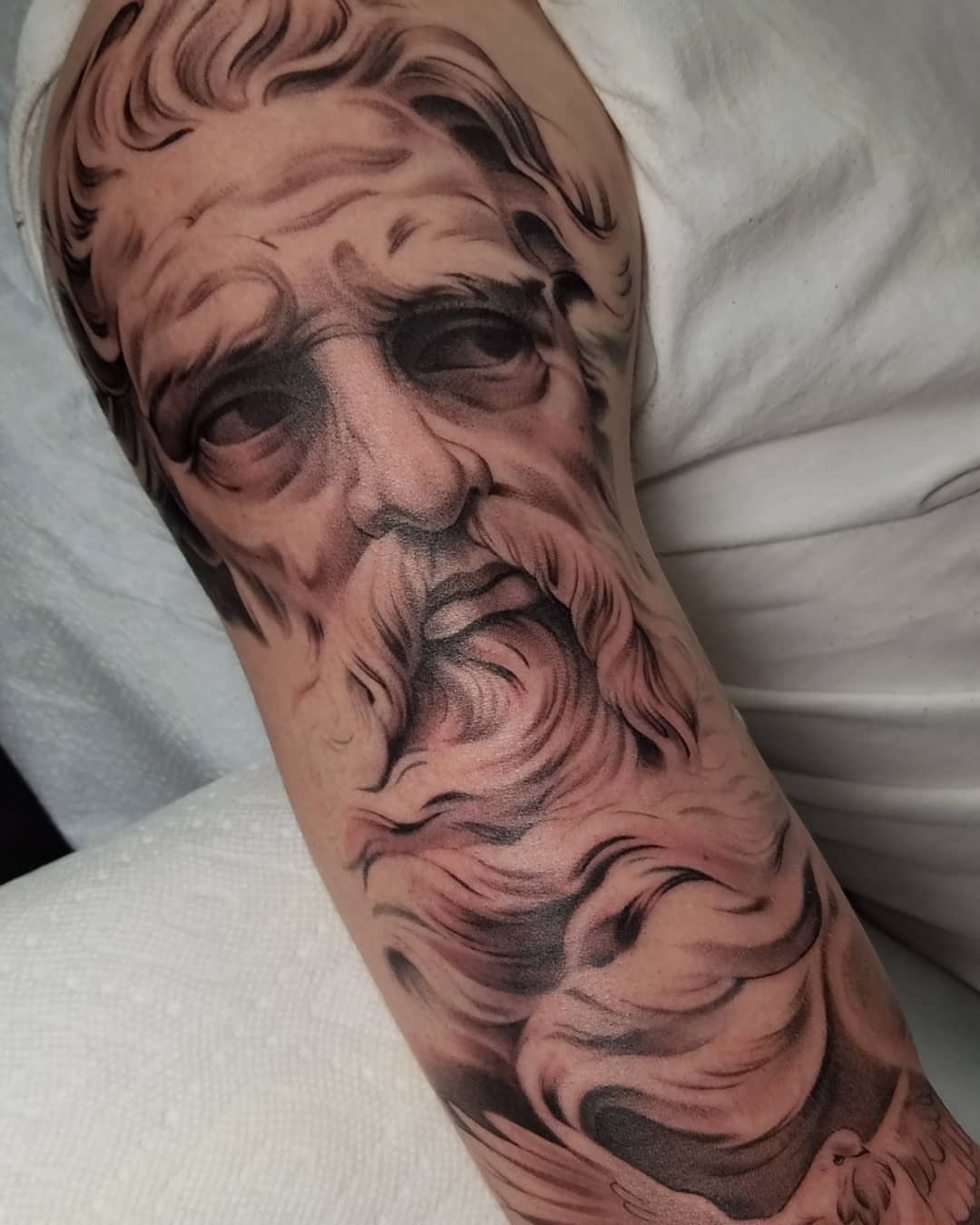 Old man realism tattoo on the forearm by @jaclyngreb