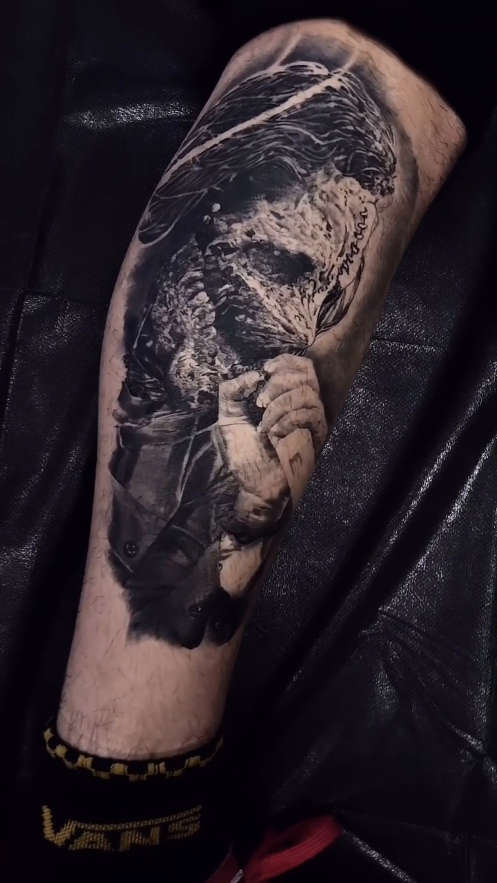 Tattoo by @zach.the.ripperr โ realism, black_and_grey
