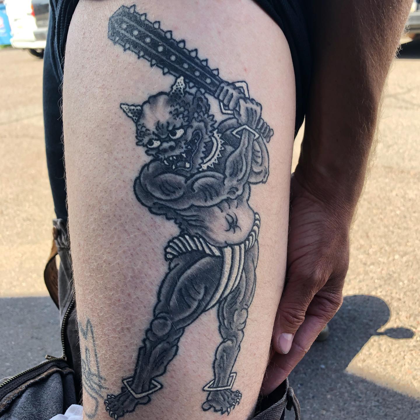 Tattoo by @markpeoplestattoos — black_and_grey, dark_realism