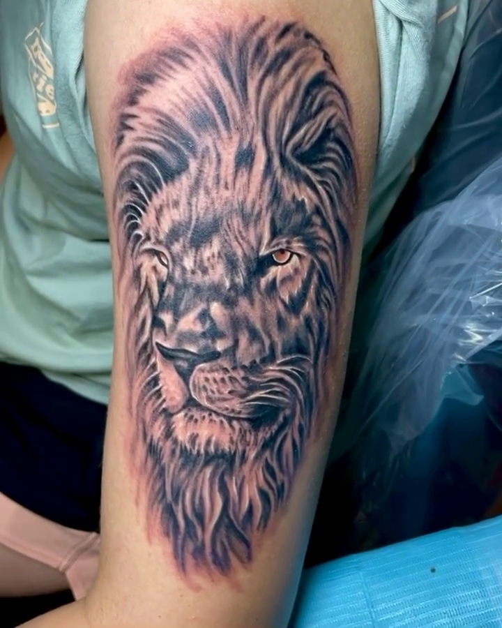 Lion portrait realism tattoo by ♠️KEITHKUSTOM♠️ San Antonio Tattoo Artist