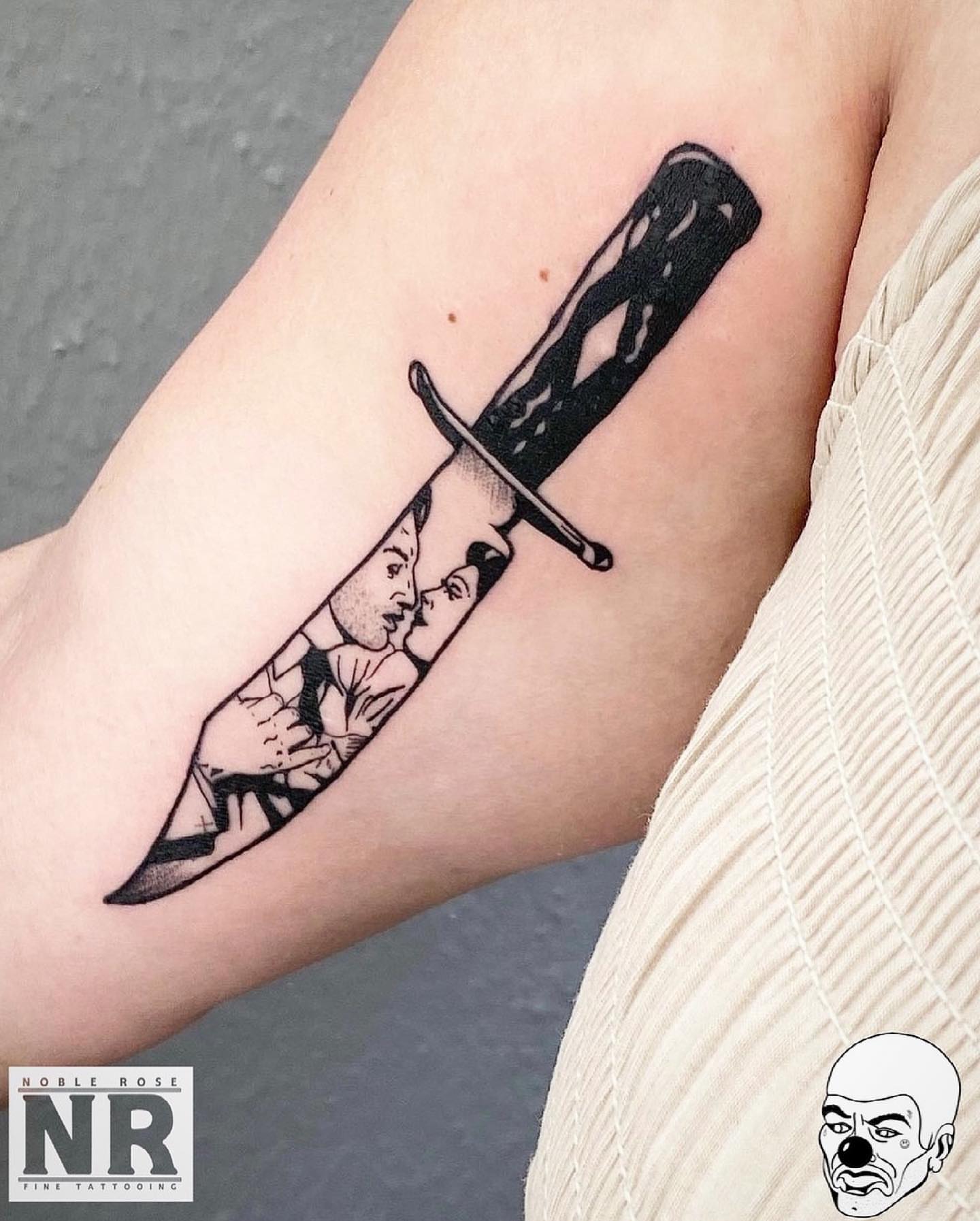 Couple in knife realism tattoo on the forearm by πππ πππππππ