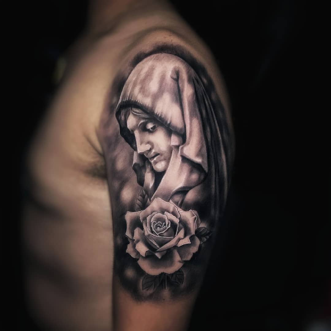 Tattoo by @ghostmantattoo — realism, black_and_grey