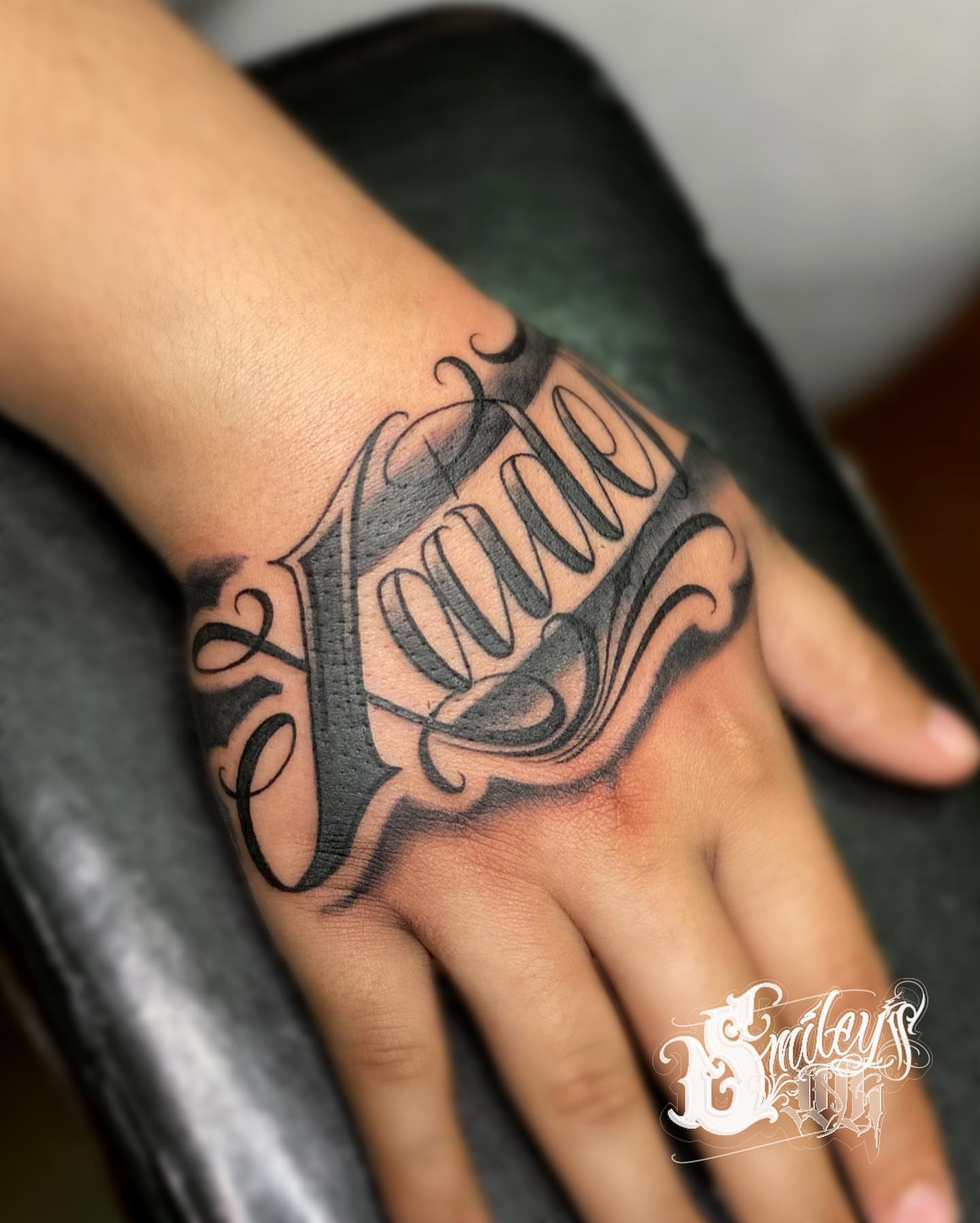 Tattoo by @smileys_ink — lettering_script