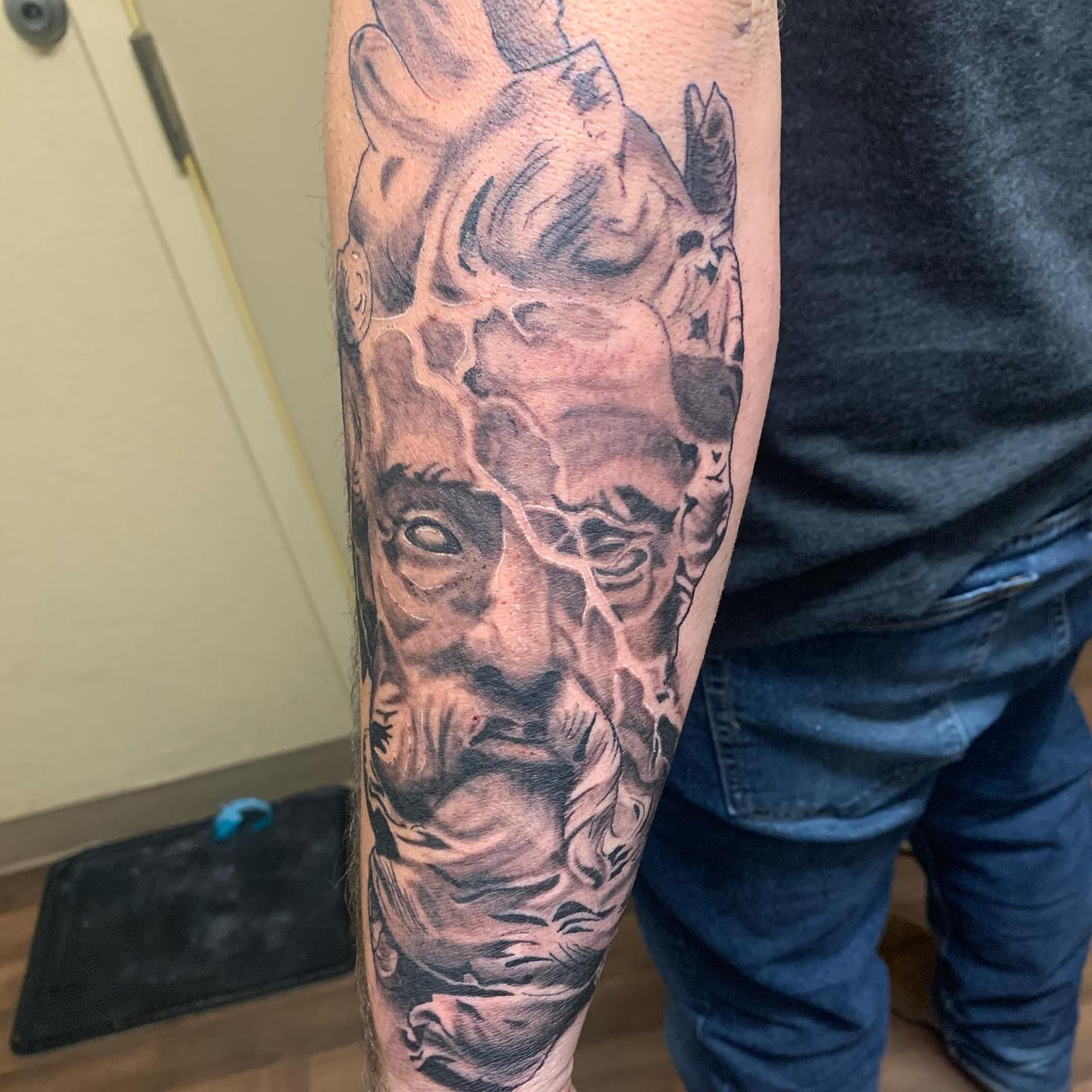 Man's face realism tattoo on the forearm by Immortal BAYAREA TATTOO ARTIST