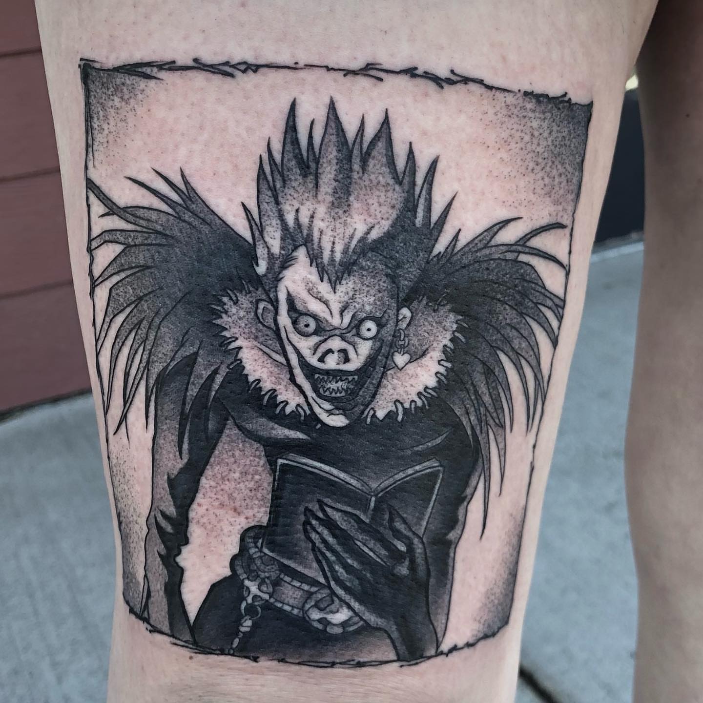 Riff Raff dotwork tattoo on the forearm by Aaron Borden
