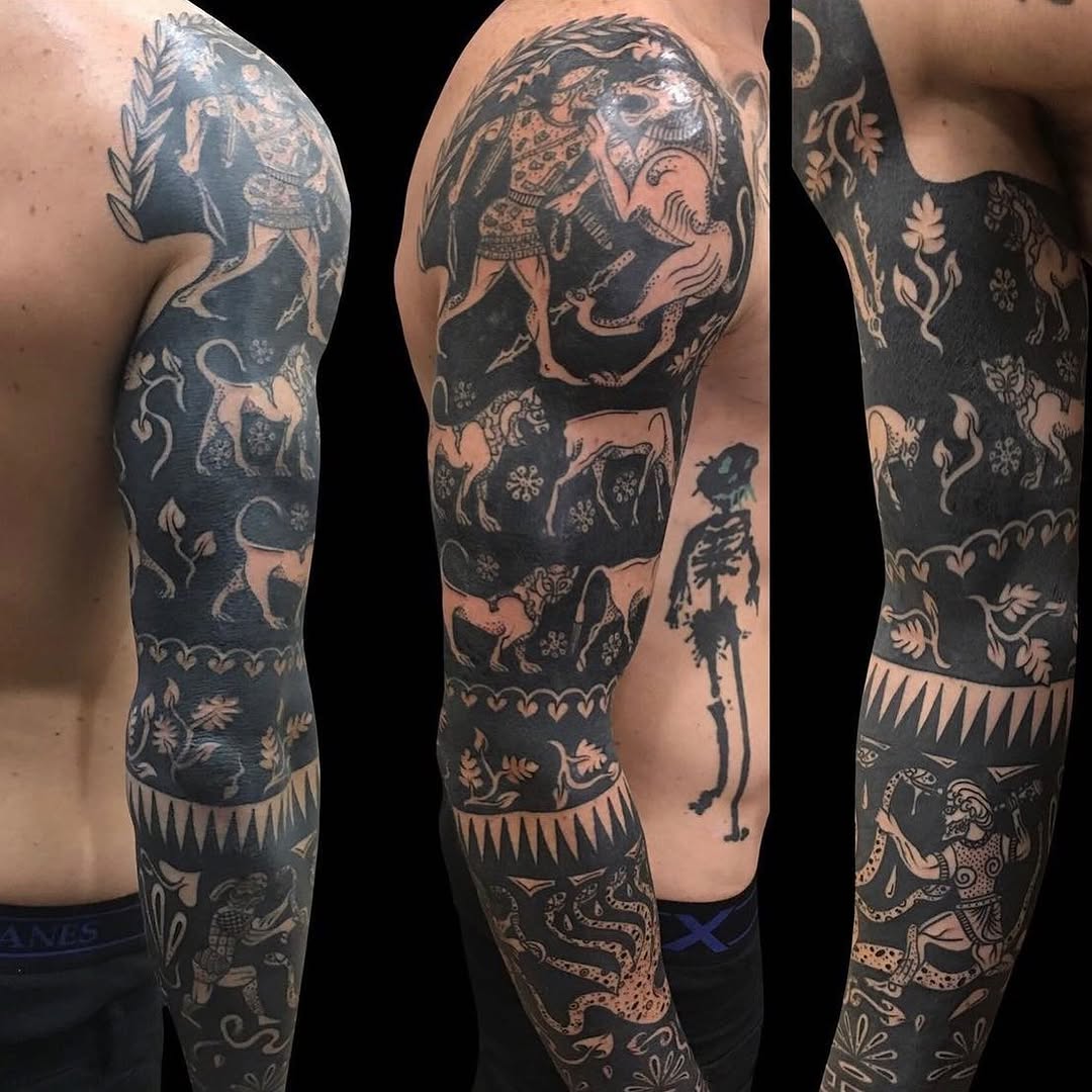 Tattoo by @chrisstuckertattoos — blackwork, ornamental