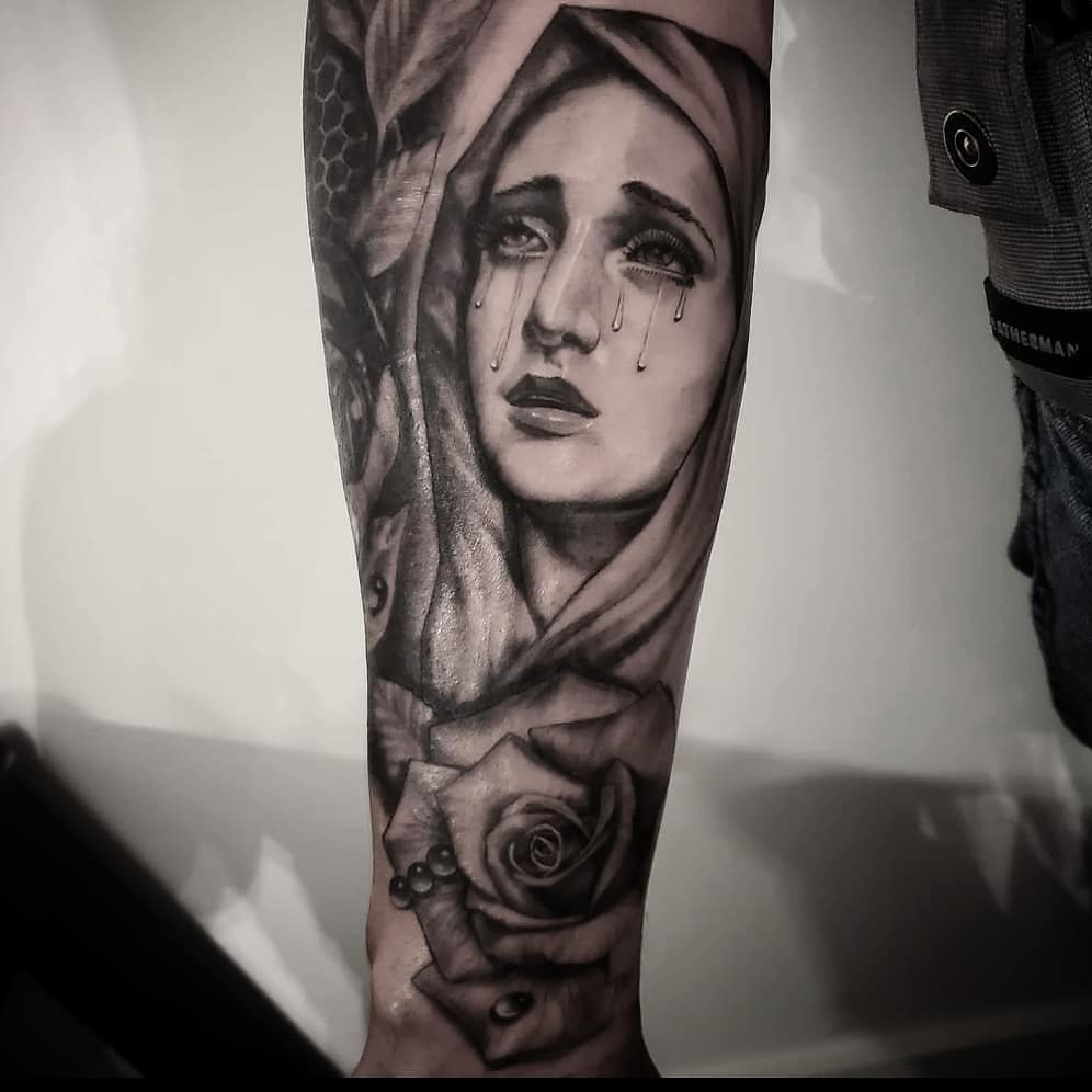 Tattoo by @dudekyletattoos — realism, black_and_grey