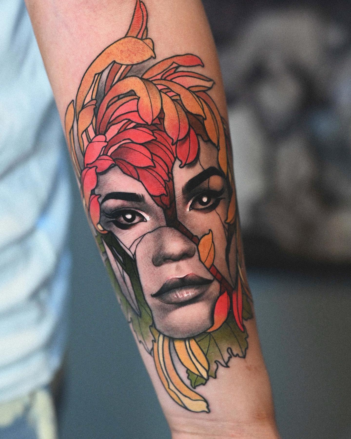 Portrait realism tattoo on the forearm by Lorenzo Lopez