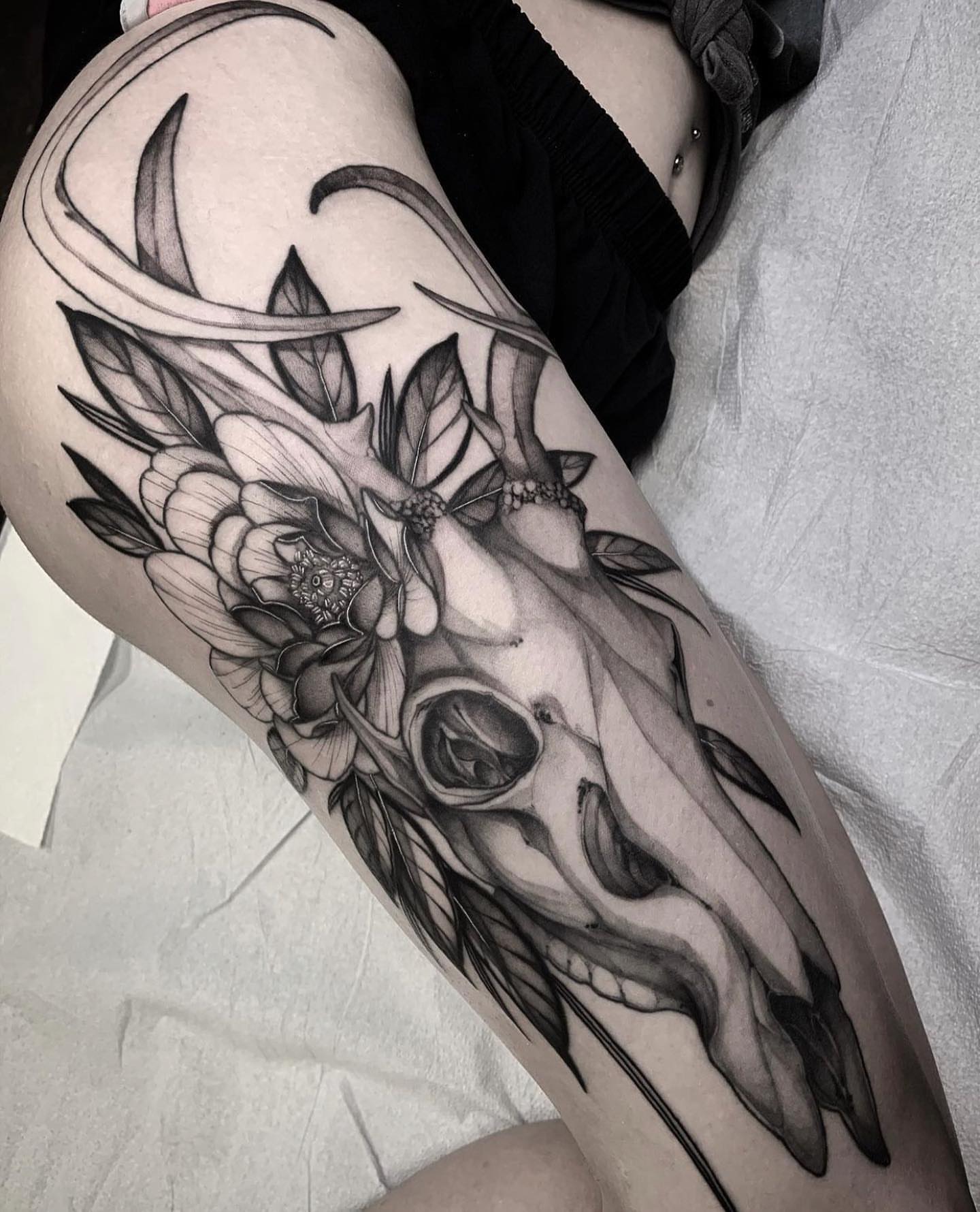 Tattoo by @squirestrahan — black_and_grey, realism