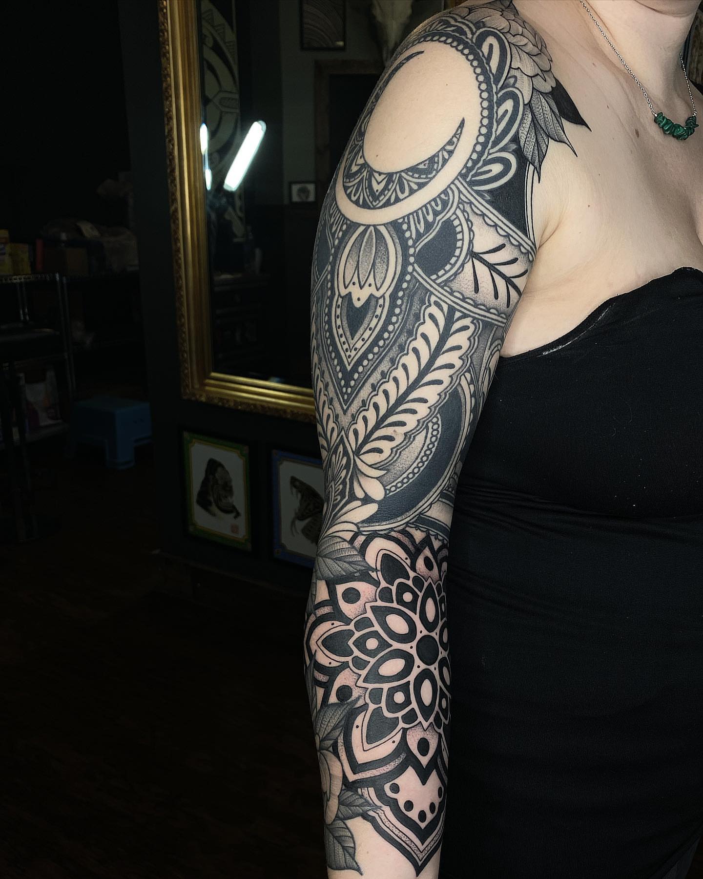 Tattoo by @thiefhands — black_and_grey, geometric