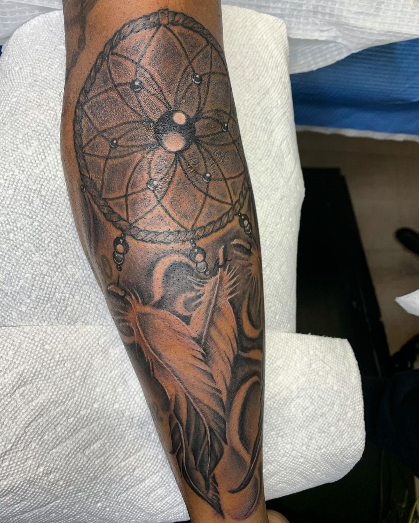 Dreamcatcher dotwork tattoo on the forearm by The Tattoo Saint- DMV Tattoo Artist, Hyattsville, Maryland
