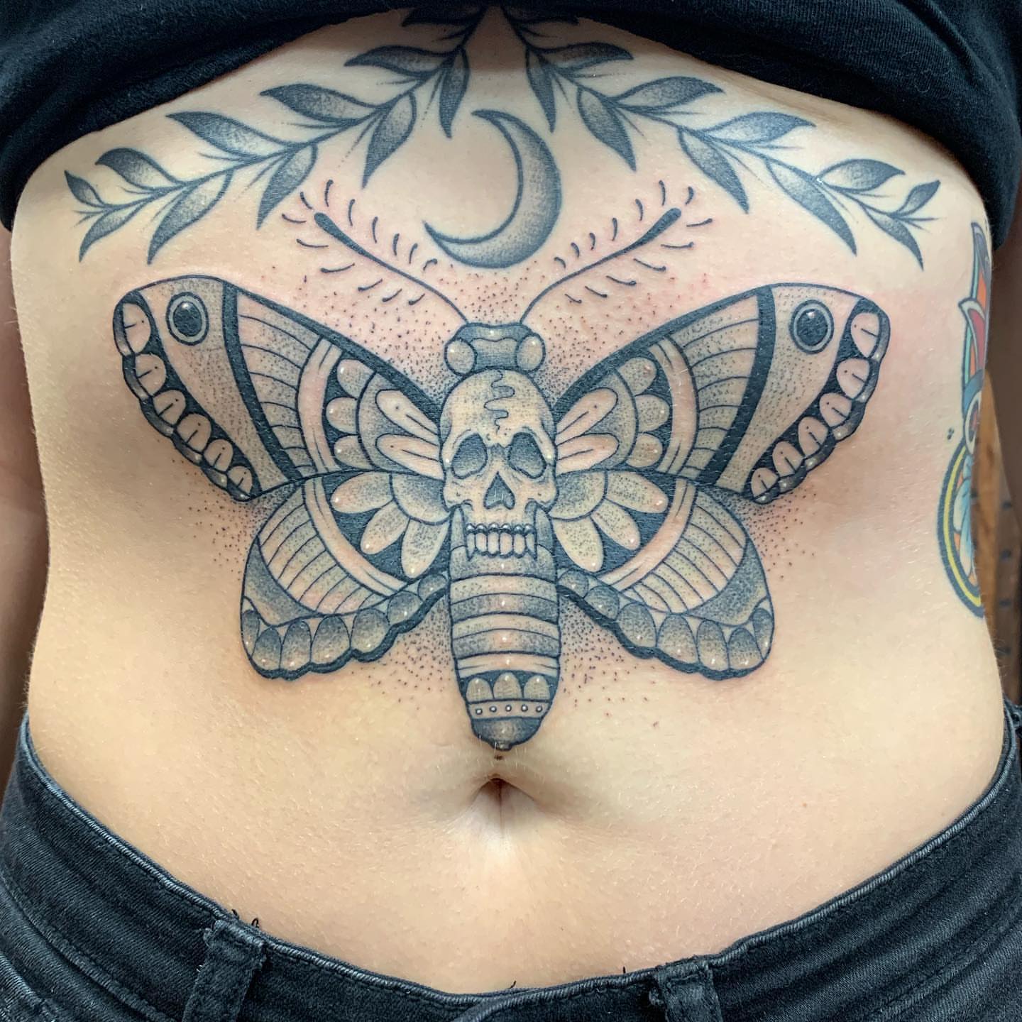 Tattoo by @oldetownescott — dotwork, black_and_grey
