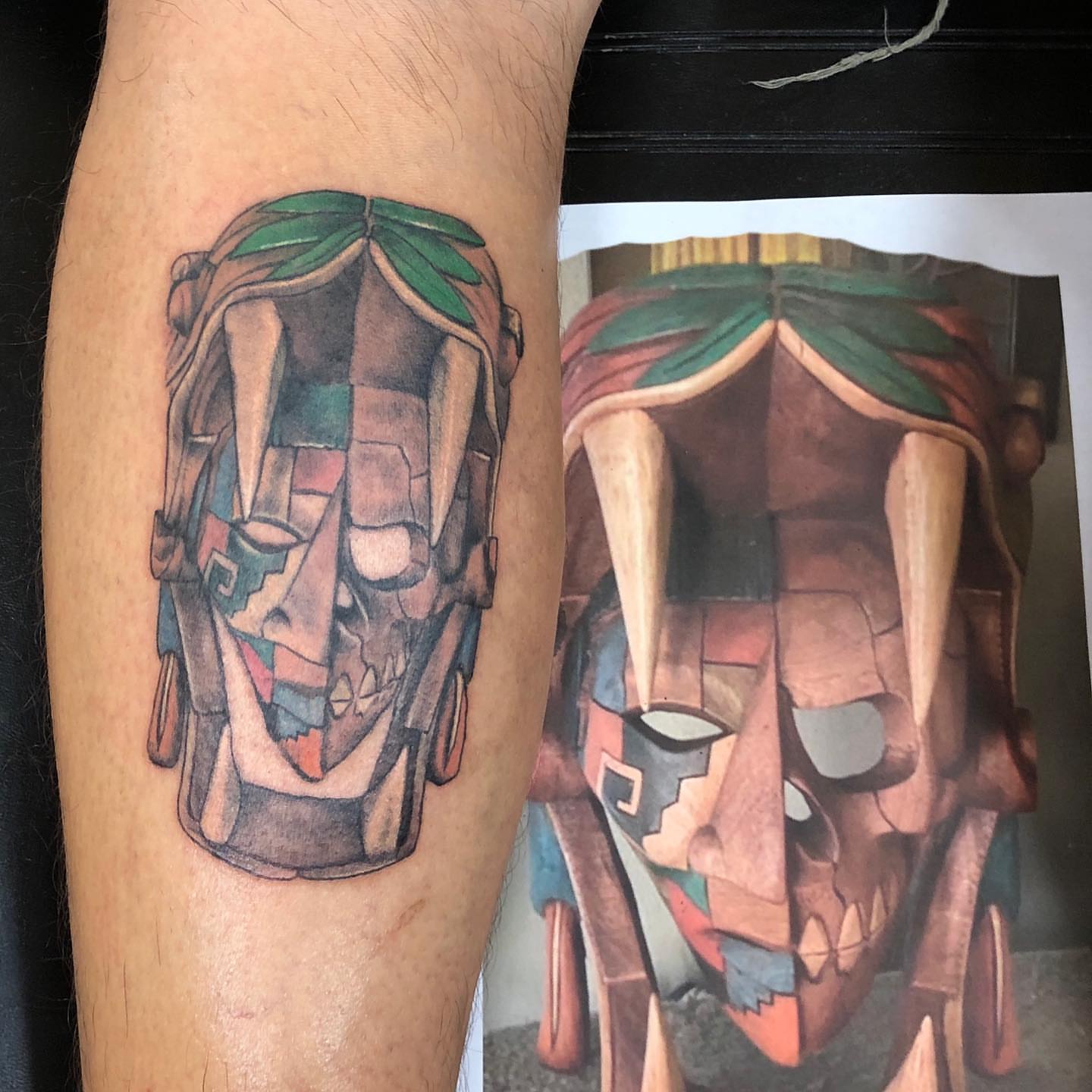 Skull geometric tattoo on the forearm by Zac Presley