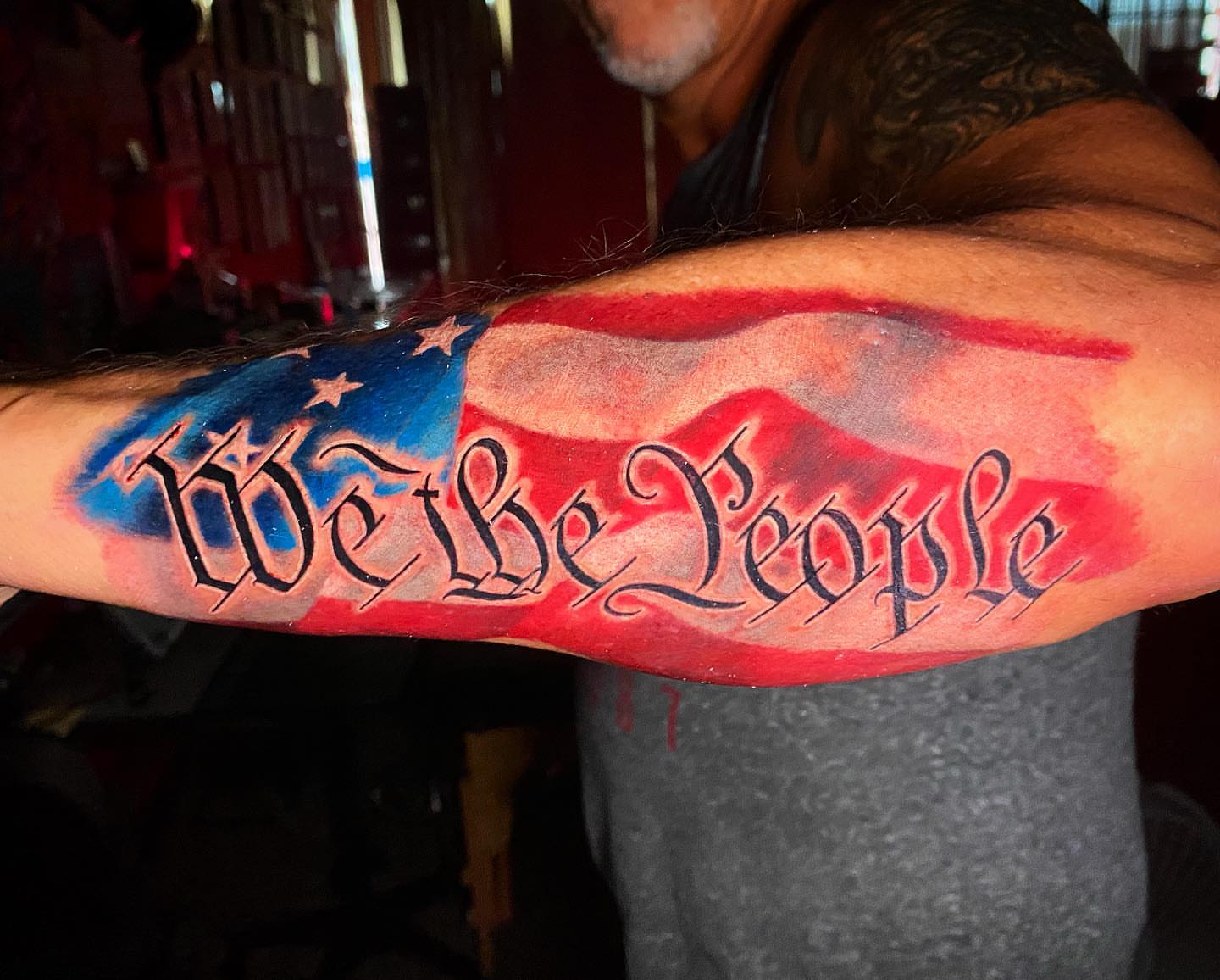 We the People American traditional tattoo on the forearm by Christopher Heffley